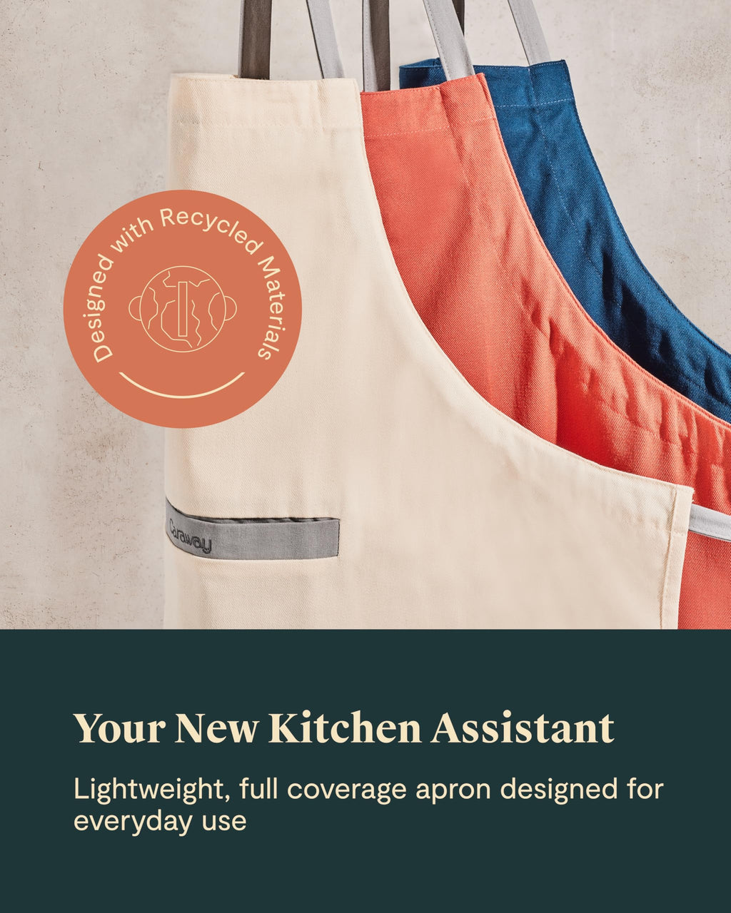 Caraway Apron - 100% Organic Cotton Apron - Features 2 Pockets & Adjustable Neck Strap