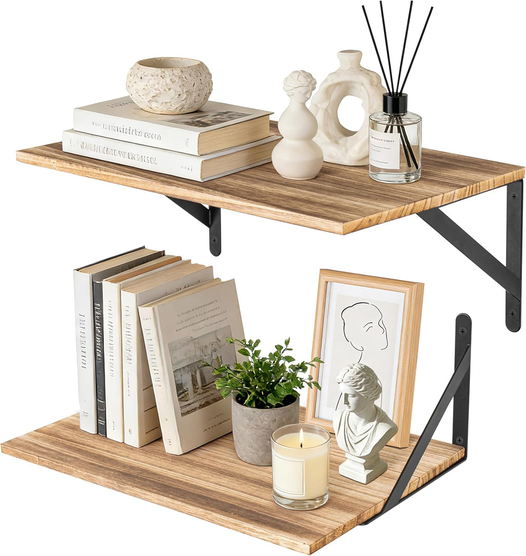 RedCall Floating Shelves,16W x 12D Wood Wall Shelves for Living Room,Bedroom,Kitchen, Office Storage