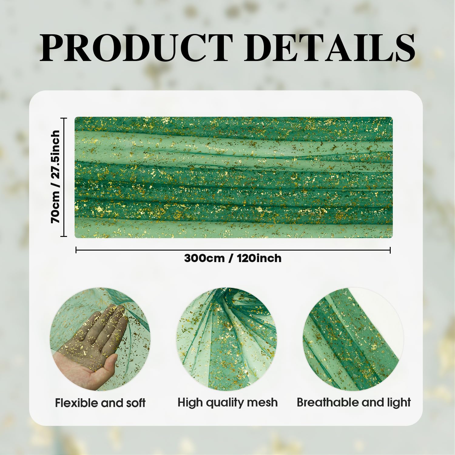 Artoid Mode Beige Gold Gauze Table Runner 120 Inch 10FT, Glitter Metallic Foil Sheer Dining Wedding Anniversary Holiday Birthday Table Decor for Home Party