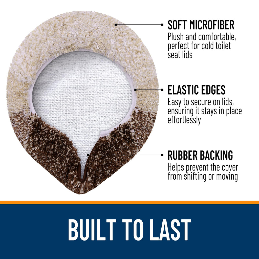 OLANLY Soft Microfiber Bathroom Toilet Lid Cover, Machine Washable Seat Covers, 17.5x15, Stays in Place Rubber Backing, Fits Most Round, Elongated and Oblong Lids, Accessories Decor, Gray