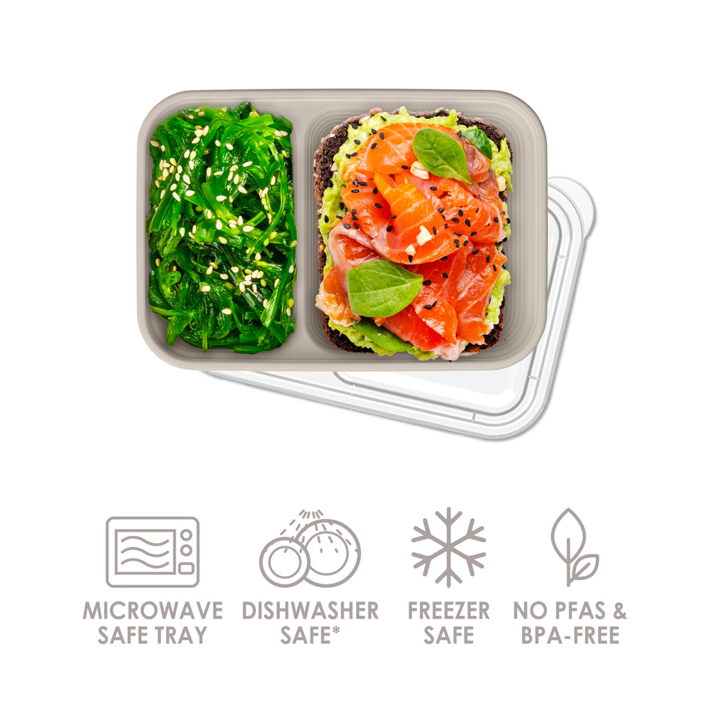 Bentgo Prep - 2-Compartment Snack Containers with Lids - Reusable, Microwaveable, Durable, PFAS & BPA-Free, Freezer, & Dishwasher-Safe Meal Prep Food Storage - 10 Trays & 10 Lids (Basil Glitter)