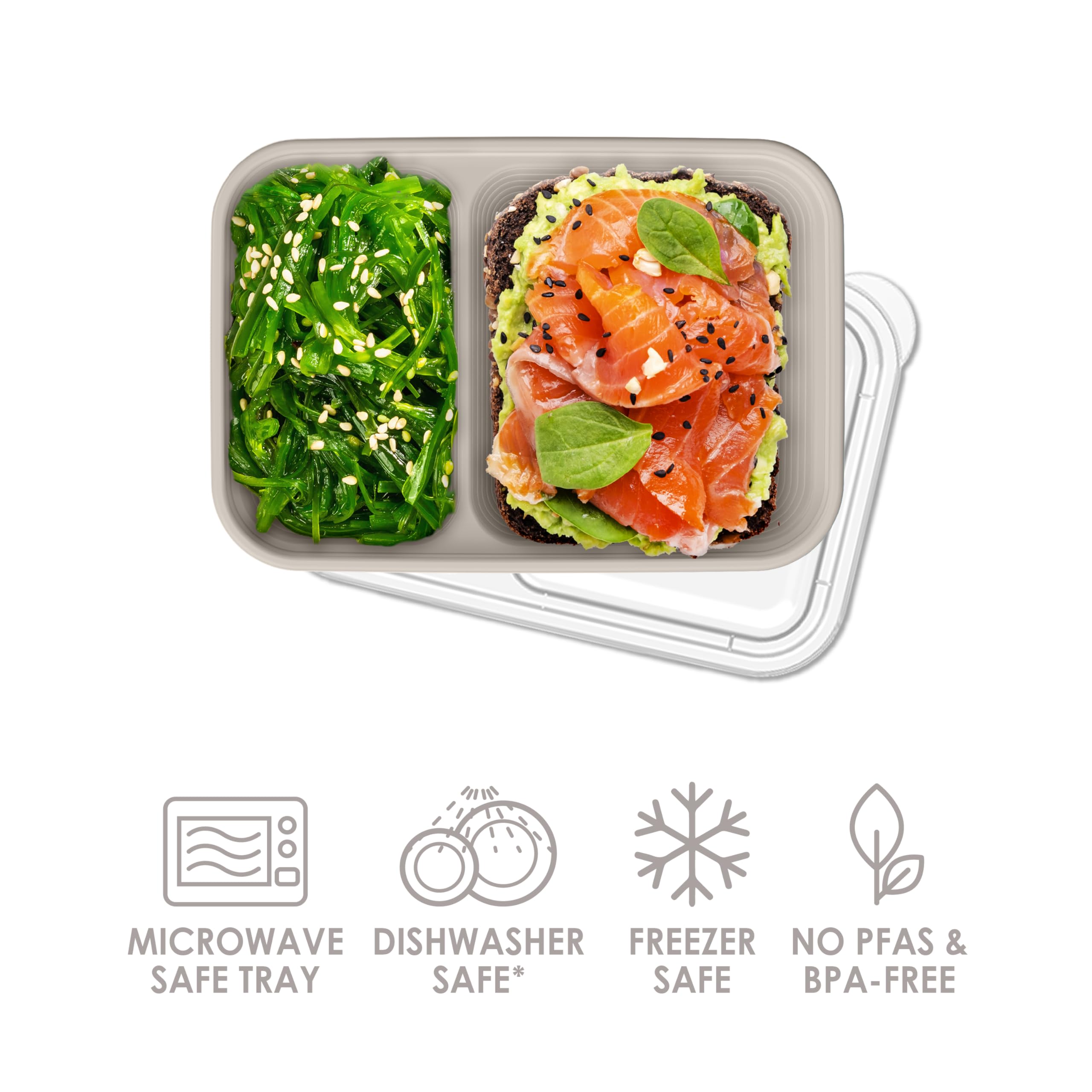 Bentgo Prep - 2-Compartment Snack Containers with Lids - Reusable, Microwaveable, Durable, PFAS & BPA-Free, Freezer, & Dishwasher-Safe Meal Prep Food Storage - 10 Trays & 10 Lids (Basil Glitter)