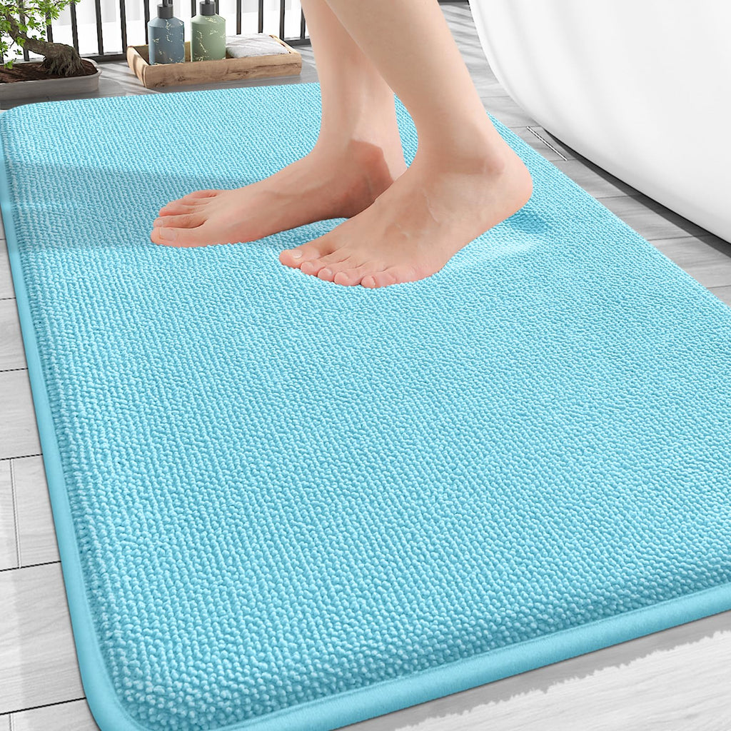 OLANLY Thick Memory Foam Bath Mat Rug 30x20, Extra Soft Absorbent Bathroom Rugs, Quick Dry Bath Mats, Non-Slip, Machine Washable Carpet for Bathroom, Tub and Shower, Home Decor Accessories, Grey