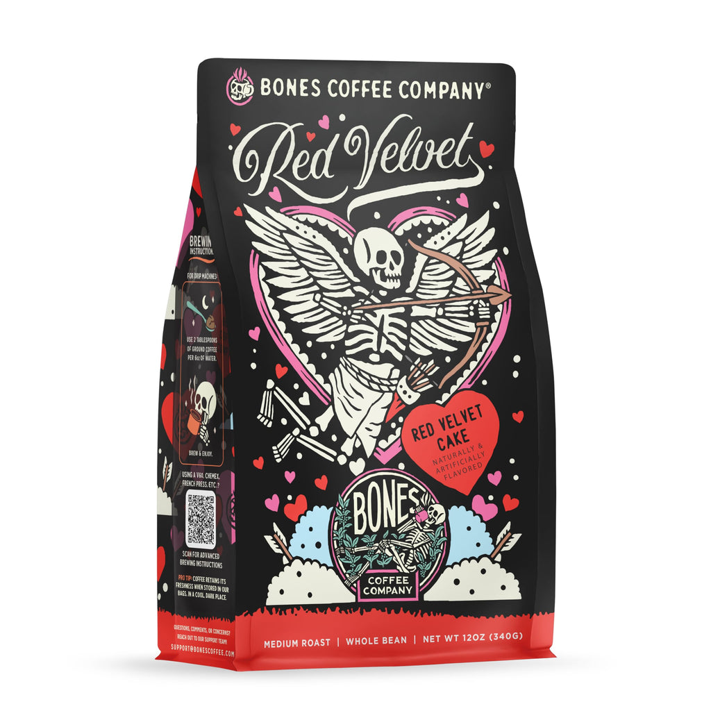 Bones Coffee Company Salty Siren, Sea Salted Caramel Chocolate Flavored Coffee, Medium Roast Low Acid Arabica Beans Compatible with Auto drip and French Press Coffee Maker, 12 Oz Whole Bean