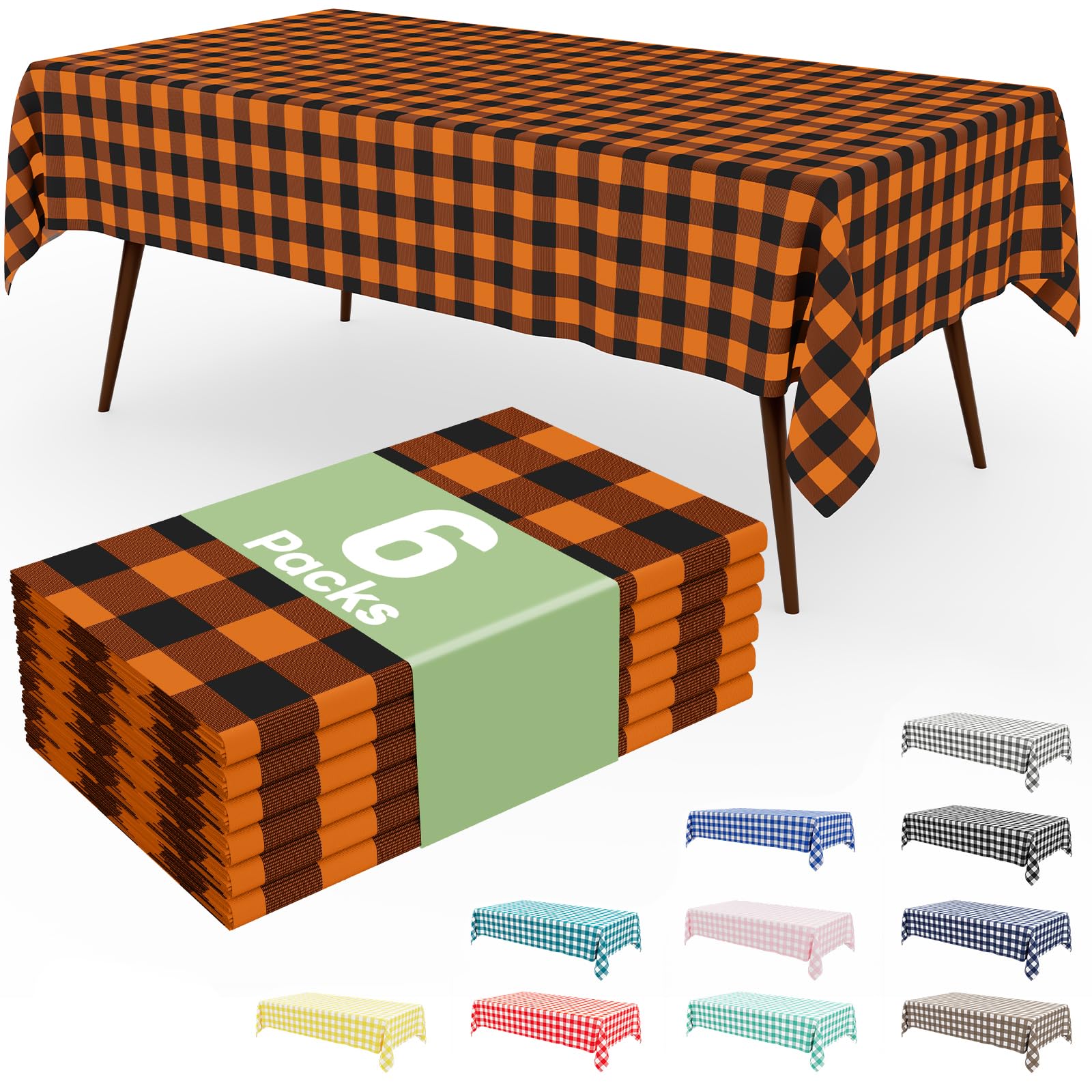 Smiry 3 Pack Red Gingham Disposable Tablecloths - 54" x 108" Heavy Duty Plastic Table Cloth, Waterproof Buffalo Plaid Table Covers for Picnic, Banquets, Outdoor Parties
