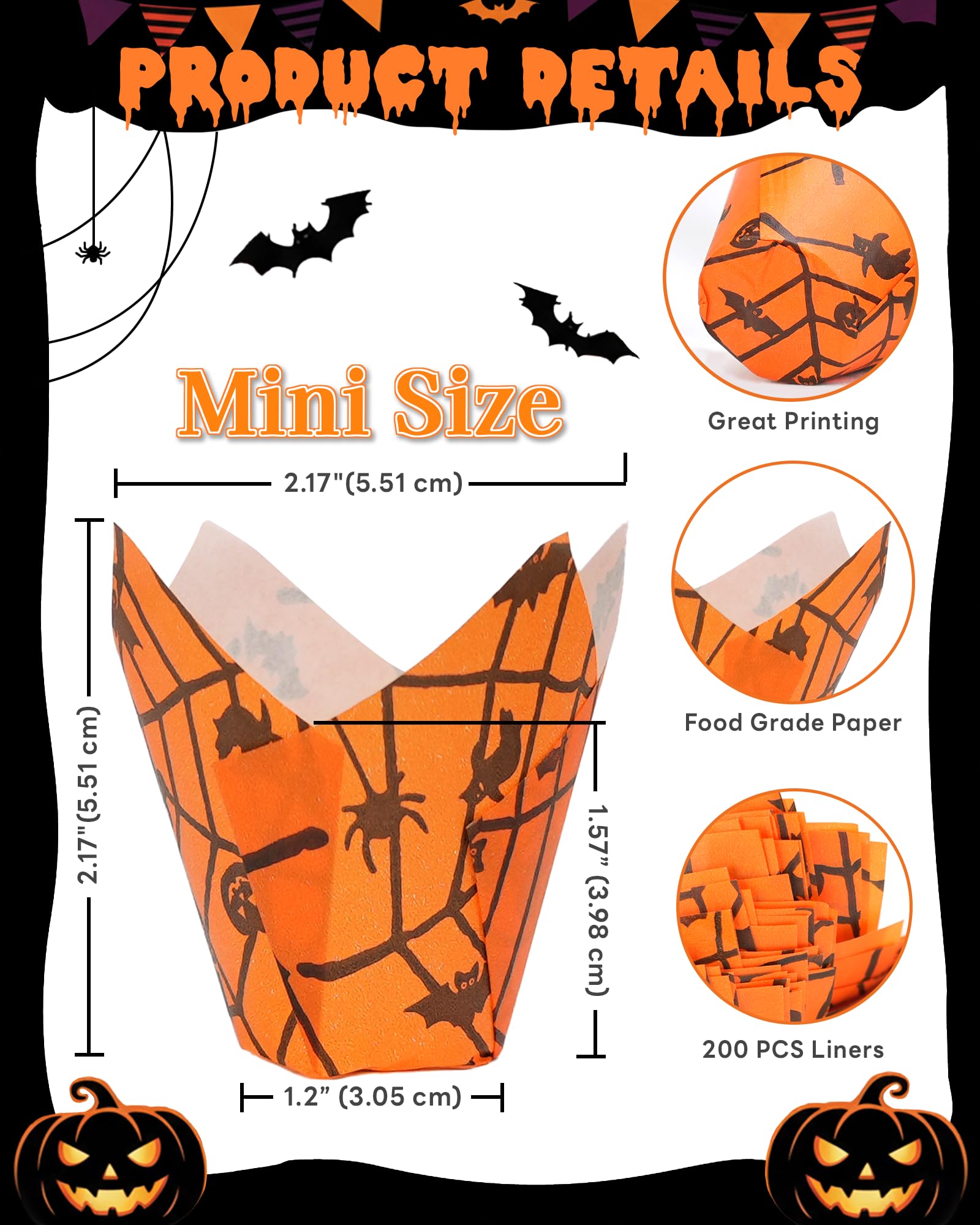 200pcs Natural Mini Tulip Cupcake Liners for Baking Cups, Unbleached, Greaseproof EU Parchment paper, Mini Tulip Muffin Liners for Party, Christmas, Valentines