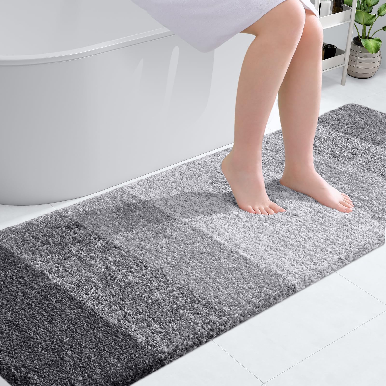 OLANLY Bathroom Rugs Mat 30x20, Extra Soft Absorbent Microfiber Bath Rugs, Rubber Backing, Quick Dry, Machine Washable Bath Mats for Bathroom Floor, Tub and Shower, Home Decor Accessories, Grey