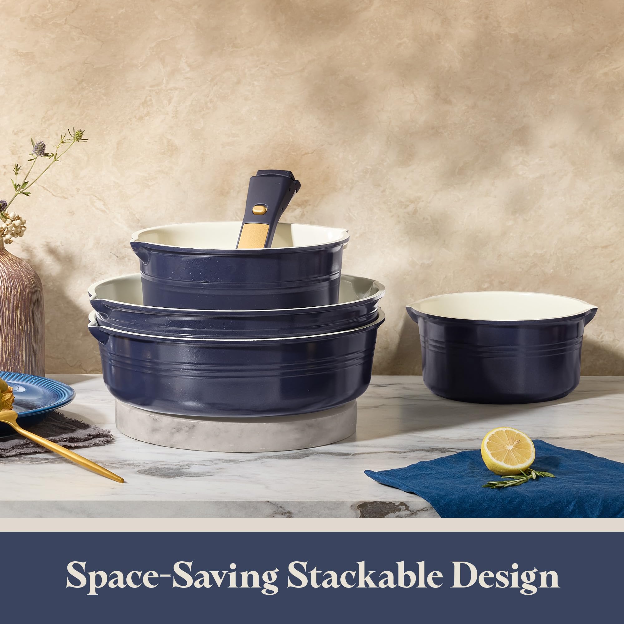 CAROTE 20Pcs Titanium Cookware Set, Pots and Pans Set Non Stick, Kitchen Cooking Set with Detachable Handle, Non Toxic Induction Cookware, Dishwasher/Oven Safe