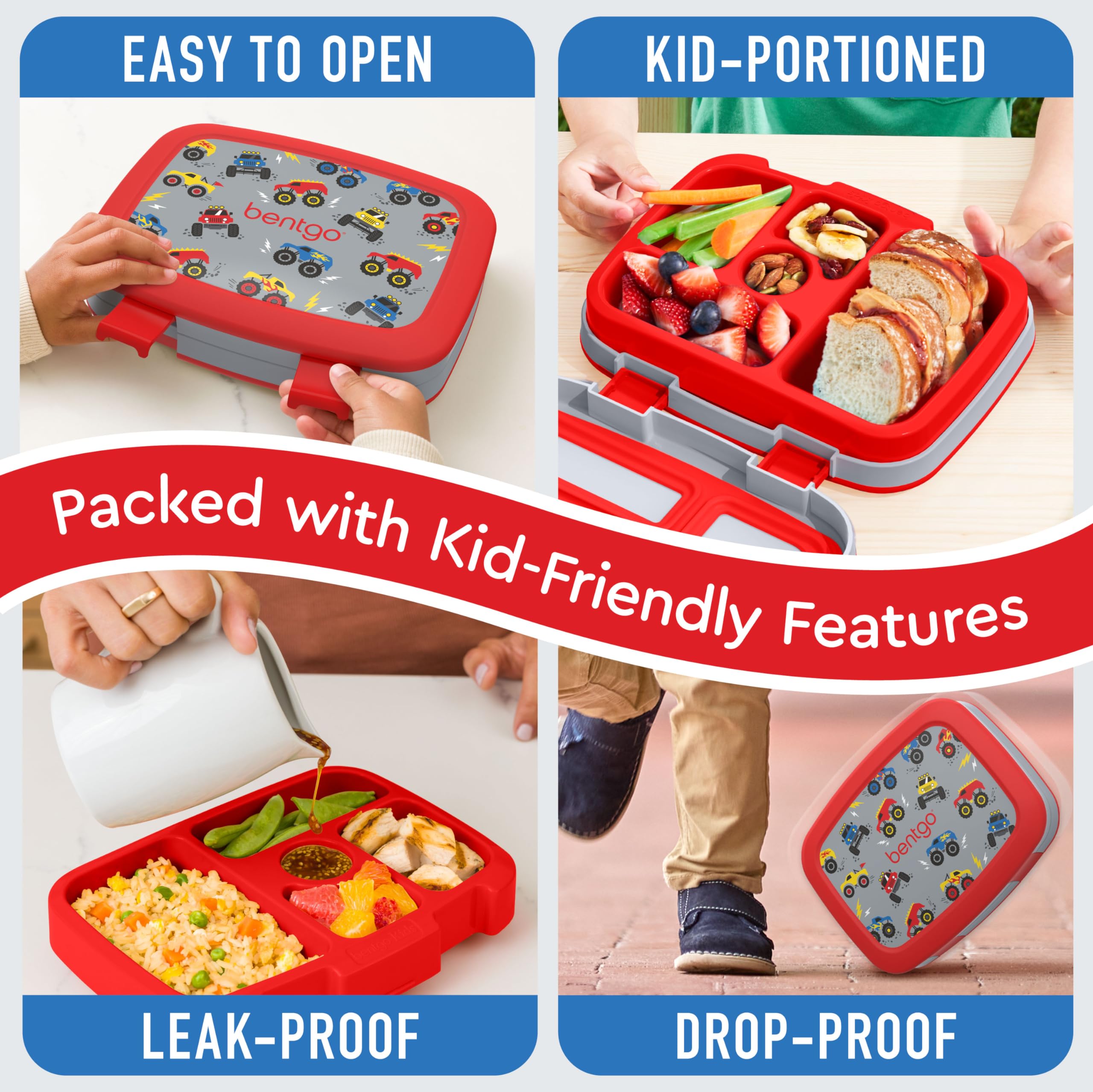 Bentgo Kids Prints Leak-Proof, 5-Compartment Bento-Style Kids Lunch Box - Ideal Portion Sizes for Ages 3-7, Durable, Drop-Proof, Dishwasher Safe, & PFAS & BPA-Free Materials (Unicorn)