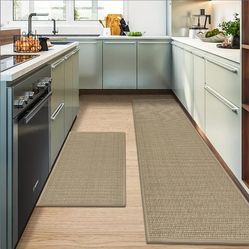 Artoid Mode Washable Non Slip Kitchen Rugs and Mats Set of 2, Rubber Backing Absorbent Kitchen Mats for Floor Front of Sink - 17x29 and 17x47 Inch