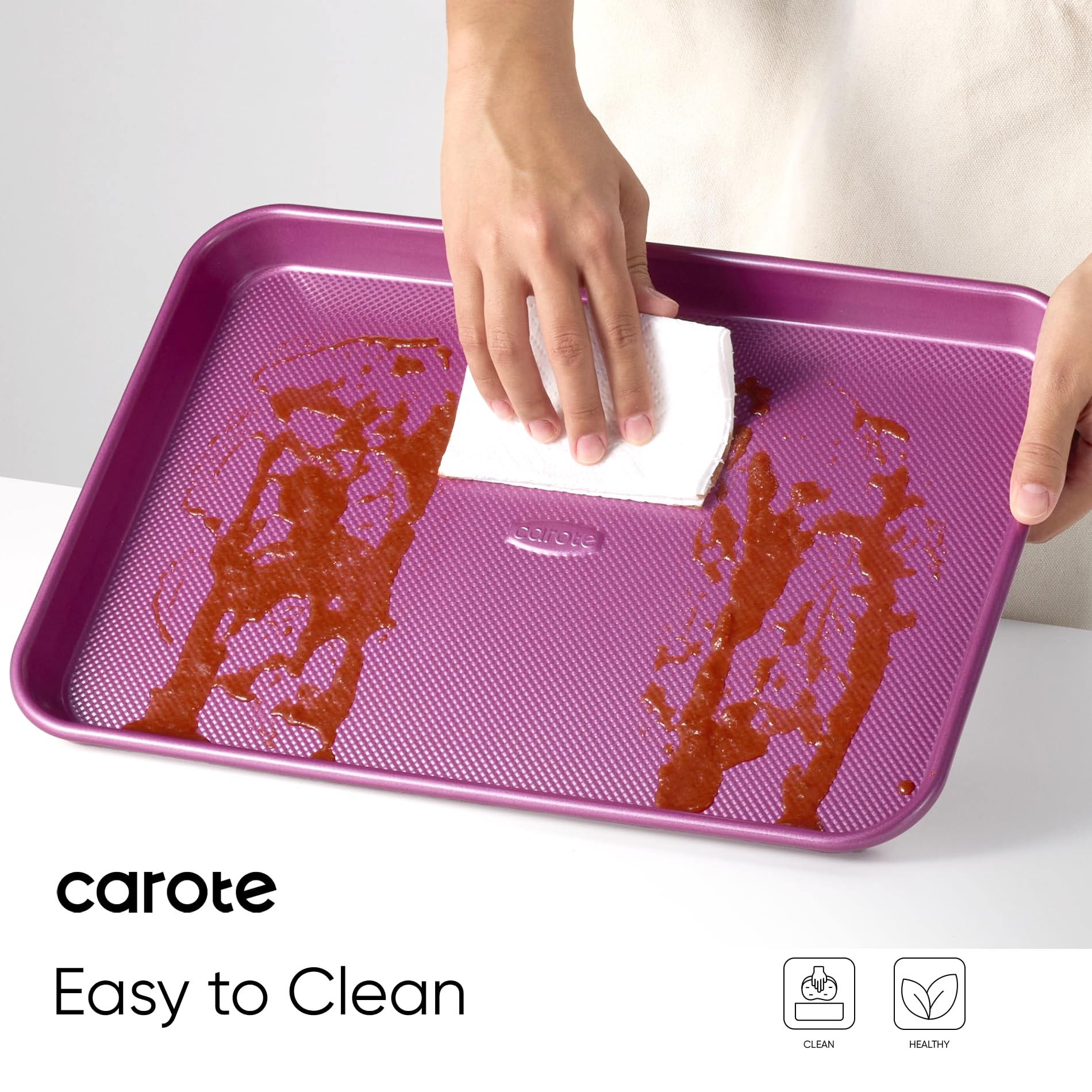 CAROTE 3-Piece Baking Pan Set - Bakeware Set, Baking Sheet Set Including 13 Inch 15 Inch 17 Inch Sheet Pan, Cookie Sheet for Baking, Royal Violet, Blue & Grey