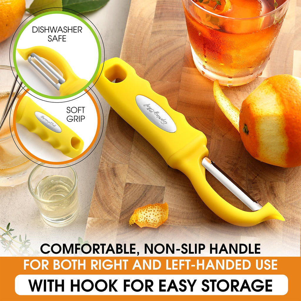 Spring Chef Premium Swivel Vegetable Peeler, Soft Grip Handle and Ultra Sharp Stainless Steel Blades - Perfect Kitchen Peeler For Veggie, Fruit, Potato, Carrot, Apple - Black