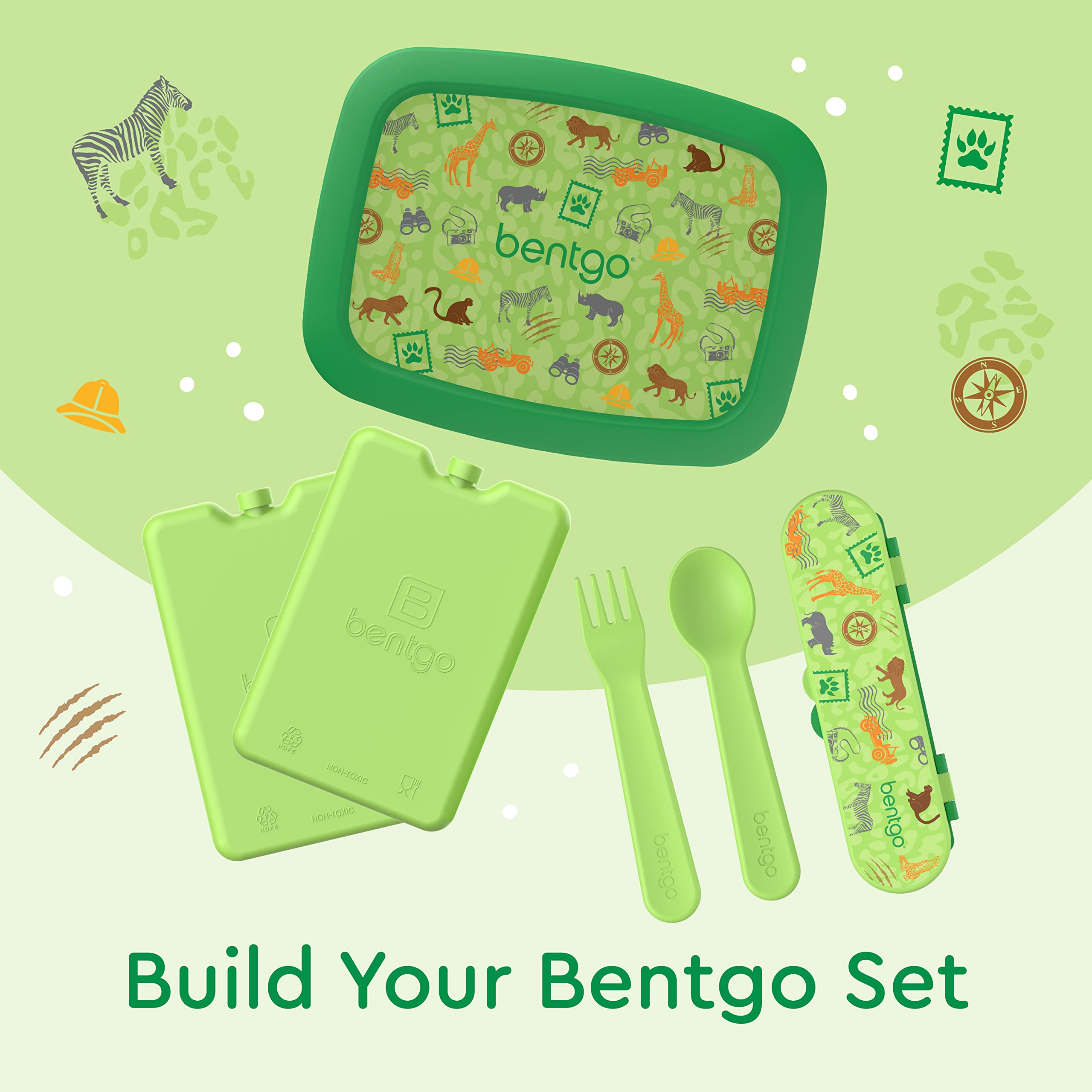 Bentgo Kids Utensil Set - Reusable Plastic Fork, Spoon & Storage Case BPA-Free Materials, Easy-Grip Handles, Dishwasher Safe Ideal for School Lunch, Travel, Outdoors (Rainbows and Butterflies)