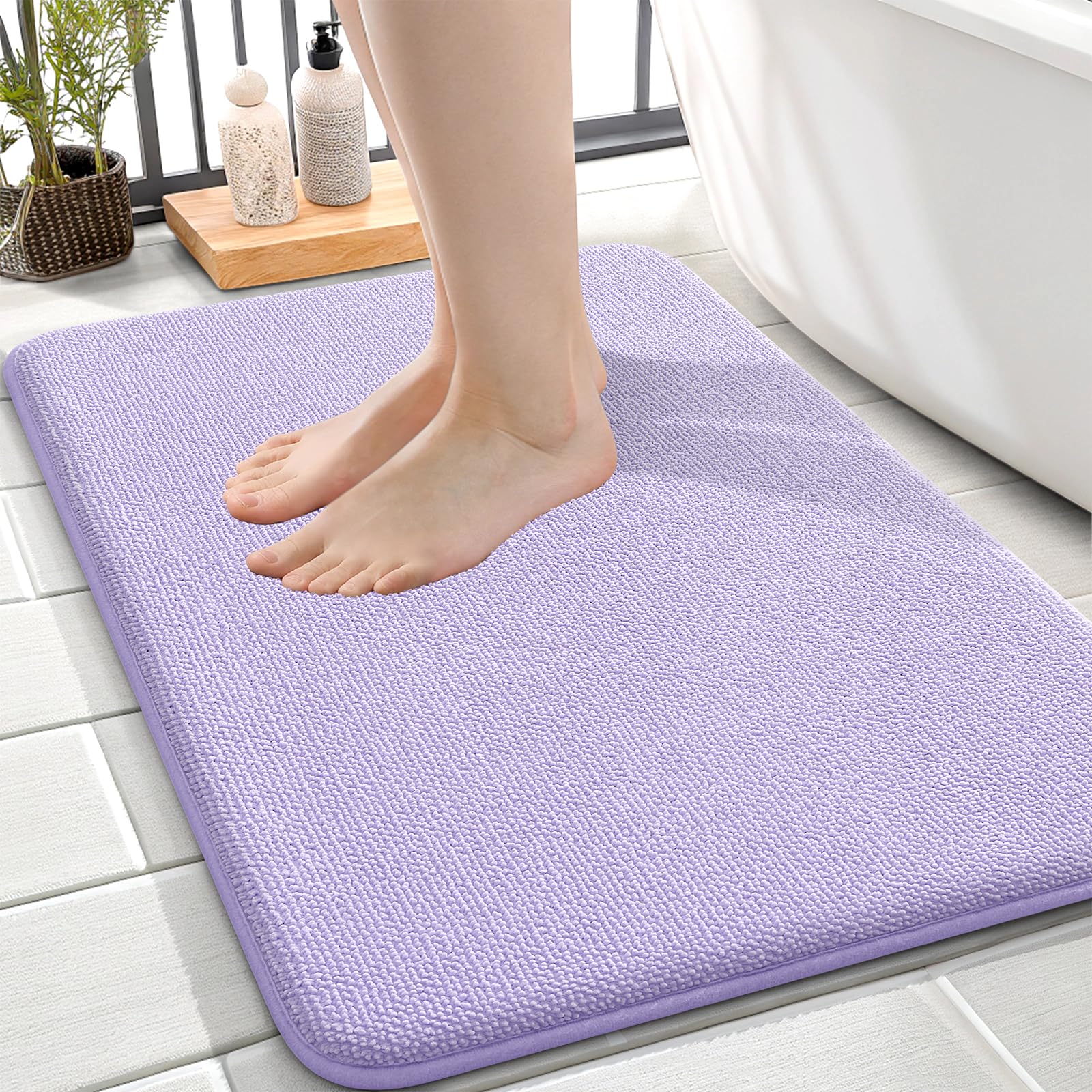 OLANLY Thick Memory Foam Bath Mat Rug 30x20, Extra Soft Absorbent Bathroom Rugs, Quick Dry Bath Mats, Non-Slip, Machine Washable Carpet for Bathroom, Tub and Shower, Home Decor Accessories, Grey