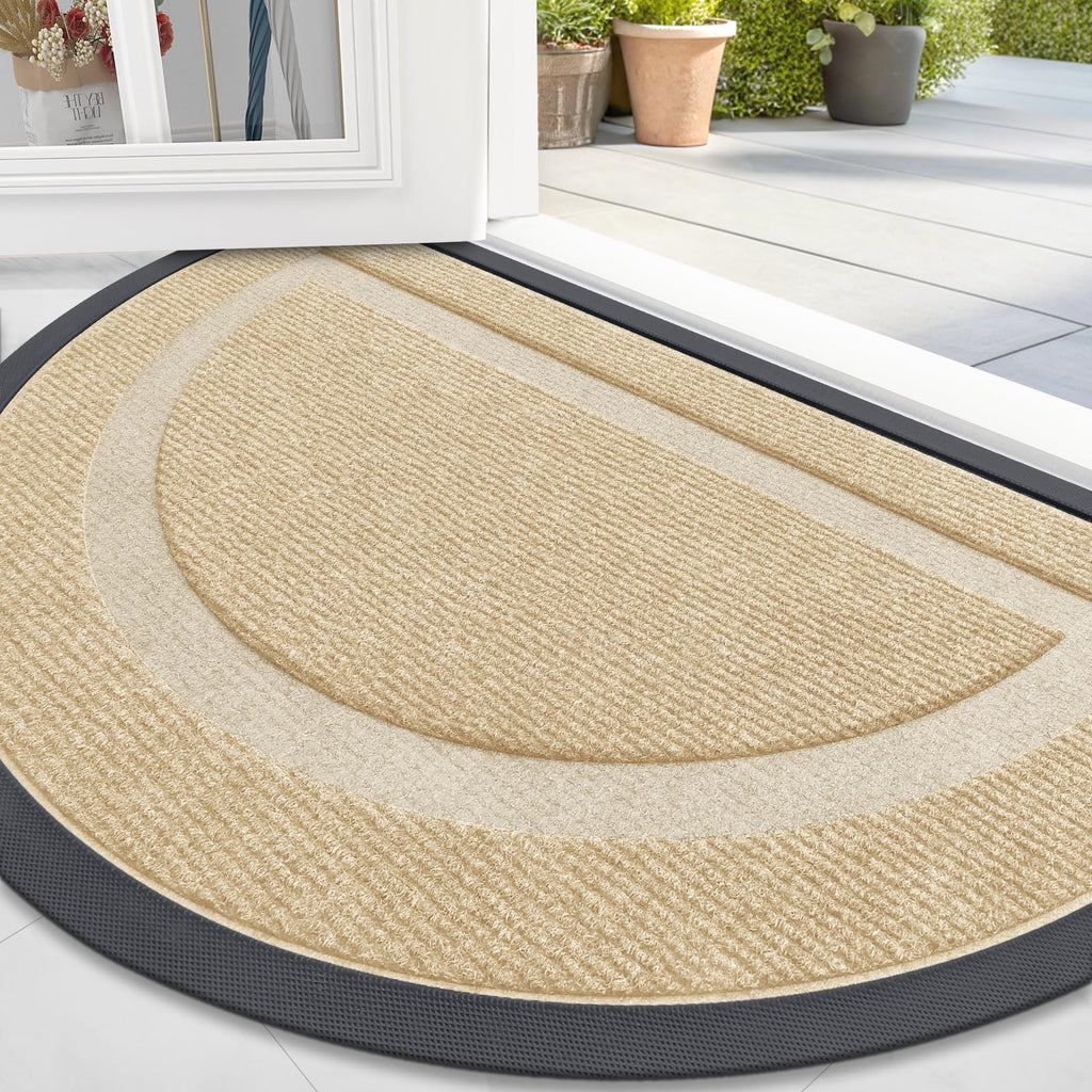 OLANLY Front Door Mat Indoor Outdoor Entrance, Waterproof All-Season, All-Weather Doormat, Sturdy Natural Rubber, Fade Resistant, Low Profile, Easy Clean Patio Porch Entryway Mat, 29.5x17, Black