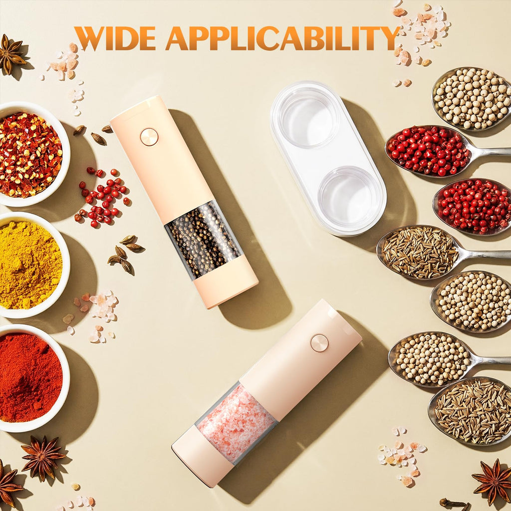 Electric Salt and Pepper Grinder Set Automatic Battery Pepper Mill Shakers Adjustable Coarseness Upgraded Larger Capacity with Led Home and Kitchen Appliances Birthday Gifts for Women Mom