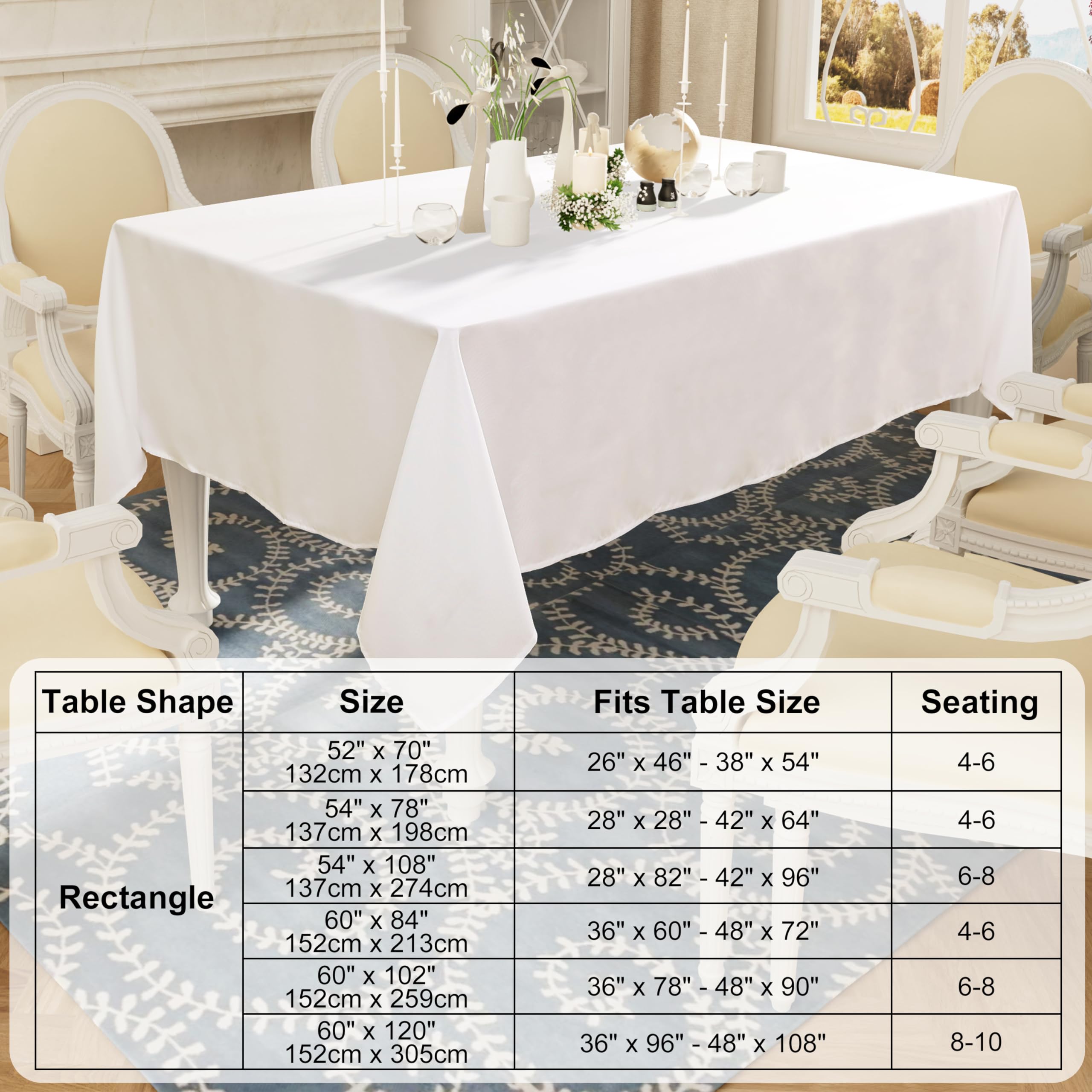 Smiry Rectangle Table Cloth, Waterproof Anti-Scratch Polyester Tablecloth, Decorative Washable Fabric Table Cover for Dining, Buffet, Parties and Outdoor, 60x84, Black