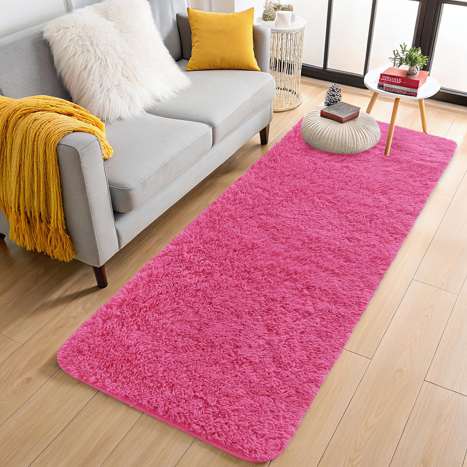 OLANLY Area Rugs for Living Room Bedroom, Machine Washable 4x5.9 ft Soft Fluffy Shaggy Bedside Rug, Indoor Floor Carpet for Kids Girls and Boys, Dorms, Nursery Rooms, Home Decor Aesthetic, Grey