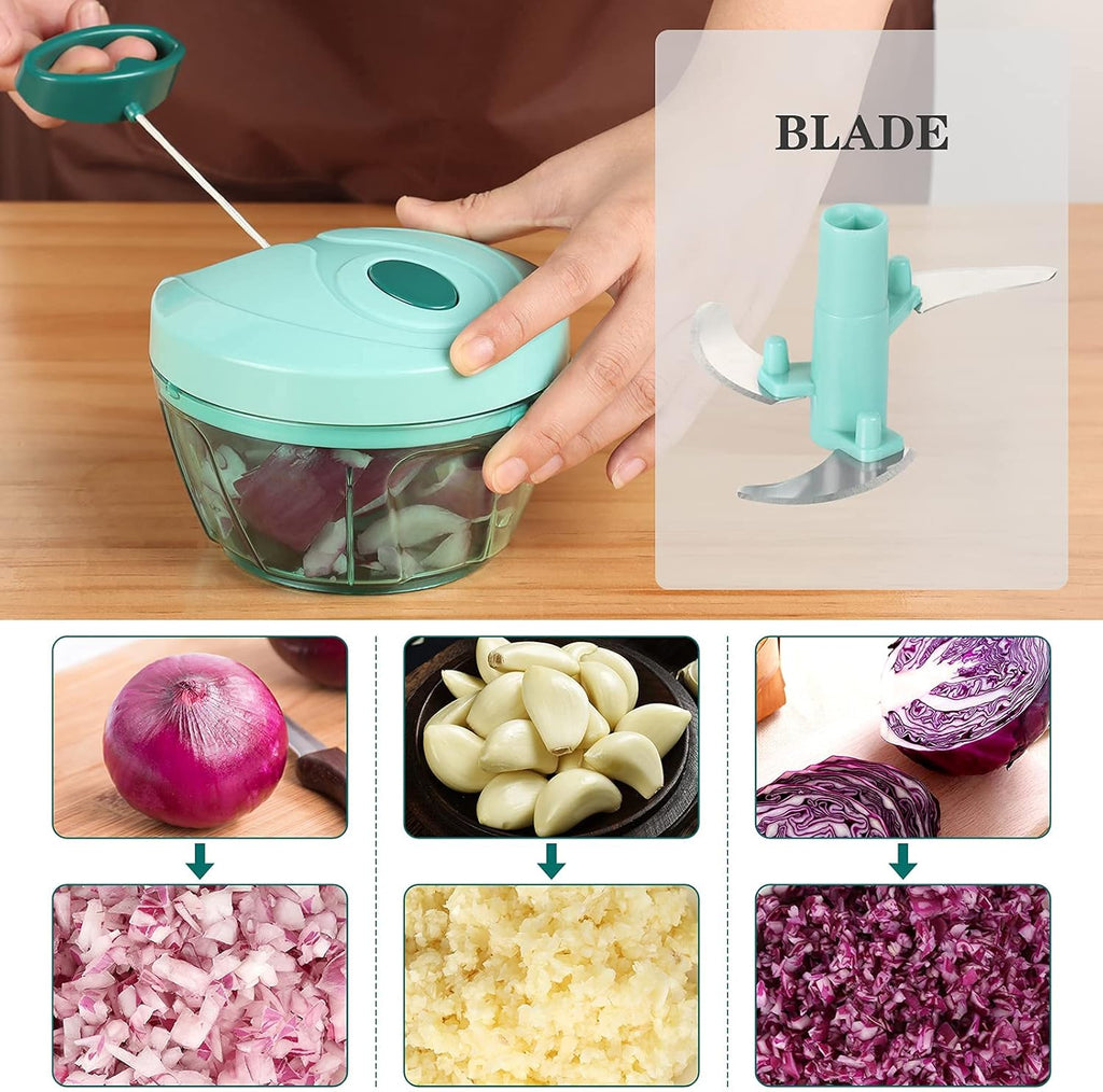 Cambom Manual Food Chopper, Hand Pull String Vegetable Slicer Onions Cutter, BPA free food safe material