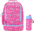 Bentgo 2-in-1 Backpack & Insulated Lunch Bag Set With Stainless Steel Water Bottle (Rainbows & Butterflies)