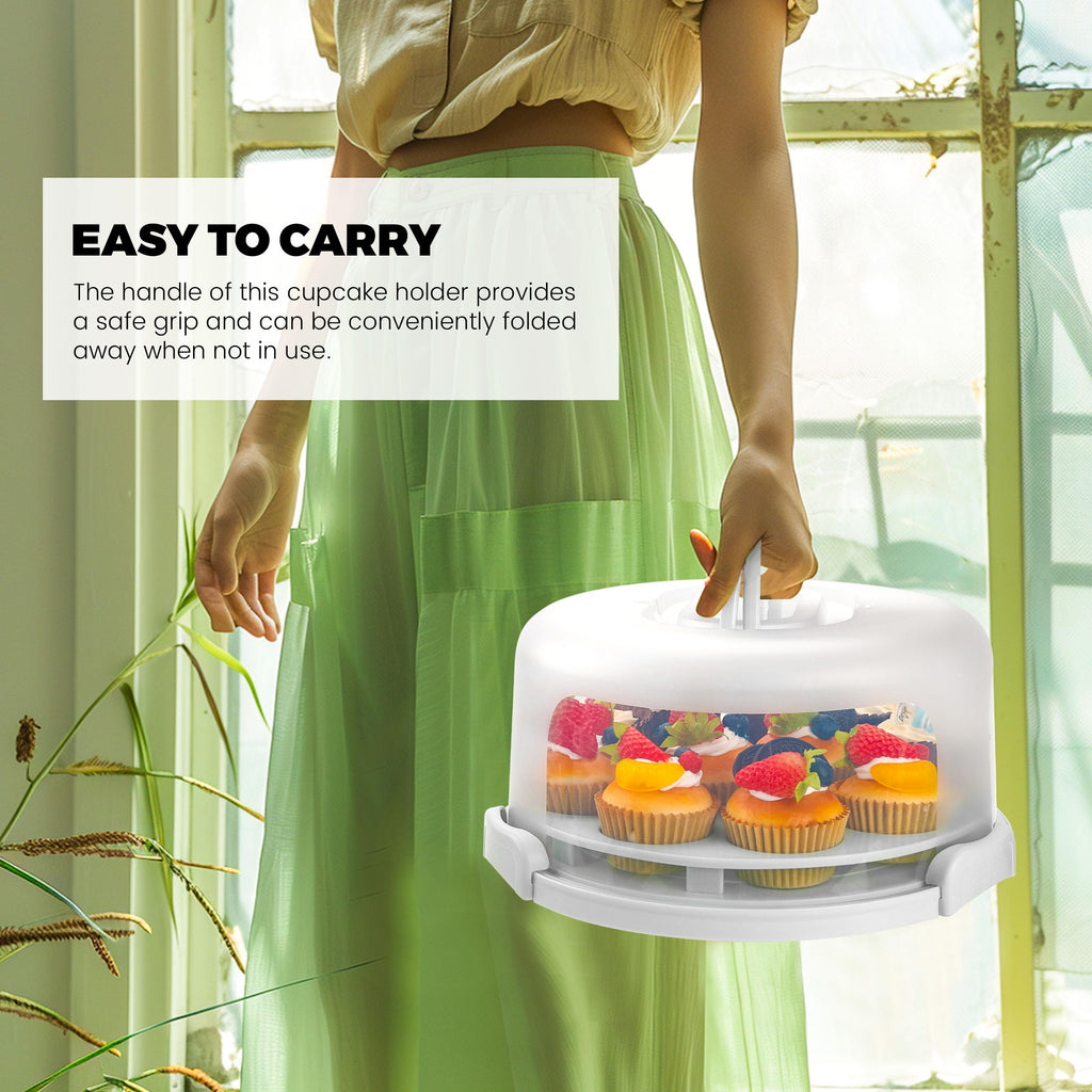 Green Cake Containers with Lids Round Plastic Cupcake Holders 4-in-1 Multipurpose Cake Carrier Holder for 11 Inch Cake Pies Cupcake Eggs Fruit or Snack Transport