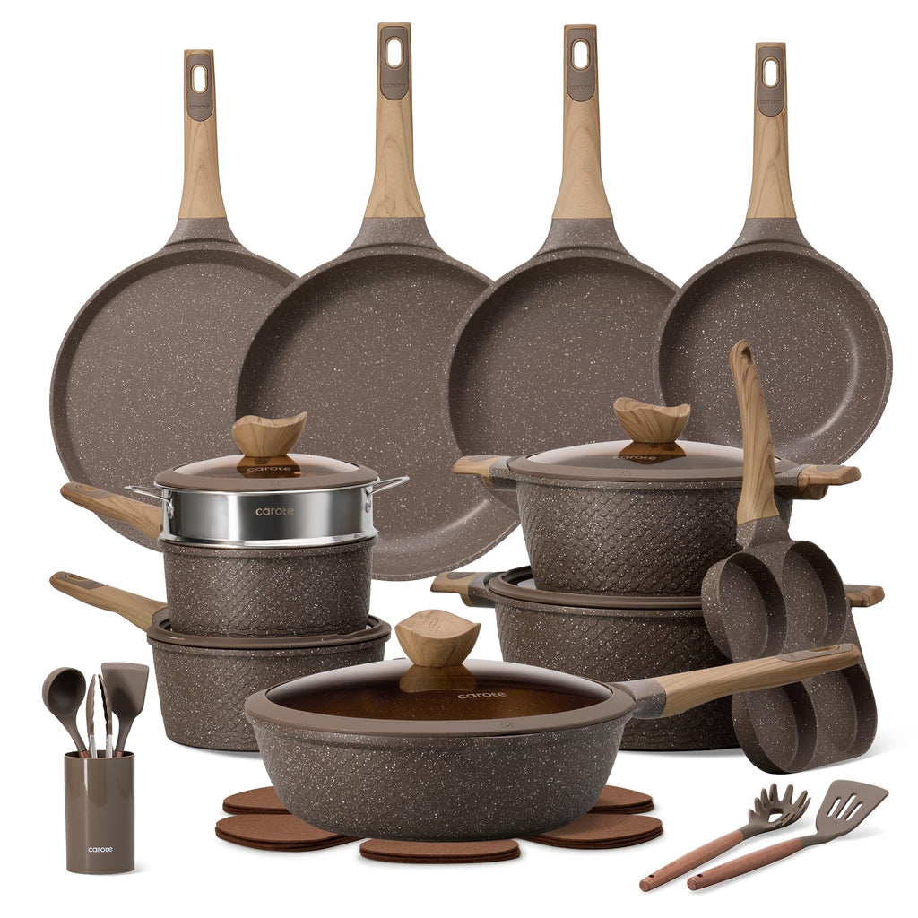 CAROTE 26PCS Pots and Pans Set Non Stick, Cookware Set Pots and Pans Induction Cook Ware, Nonstick Kitchen Cooking, PFOA Free
