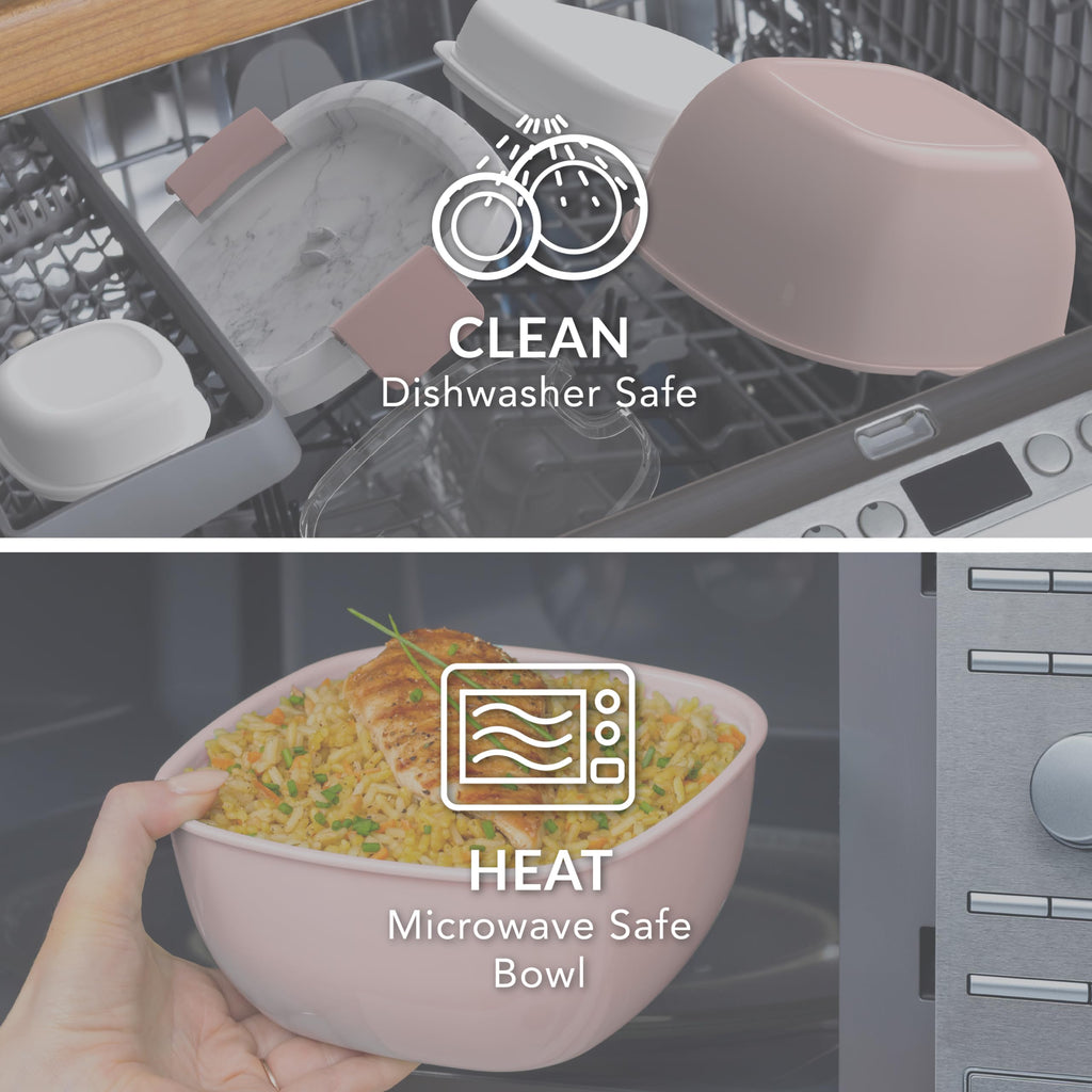 Bentgo Salad Container - 54 oz Bowl with 4-Compartment Toppings Tray, Leak-Proof Dressing Container, Reusable Fork, BPA-Free Lunch Box for Meal Prep & Food Storage; Removable Bento Tray (Khaki Green)