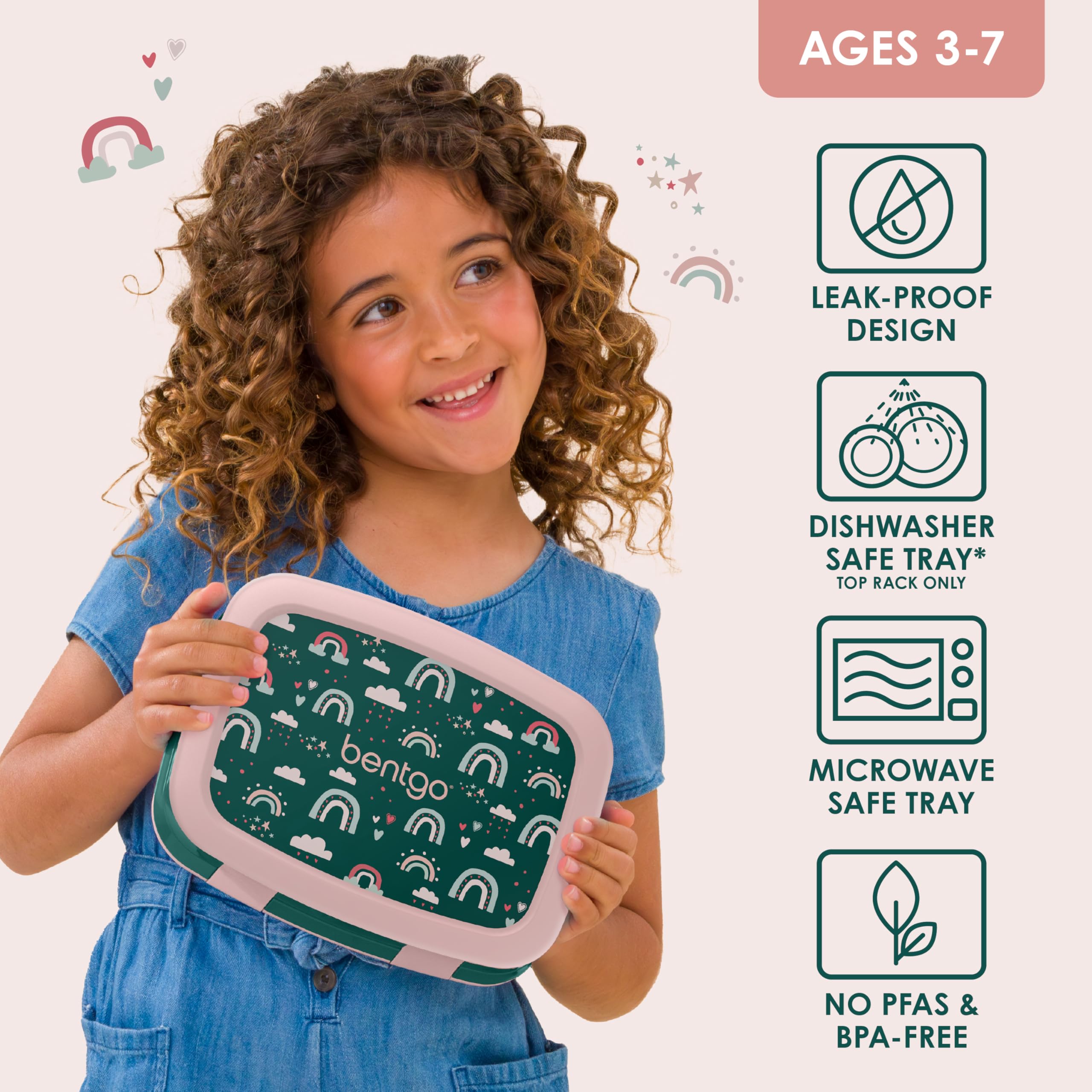 Bentgo Kids Prints Leak-Proof, 5-Compartment Bento-Style Kids Lunch Box - Ideal Portion Sizes for Ages 3-7, Durable, Drop-Proof, Dishwasher Safe, & PFAS & BPA-Free Materials (Unicorn)