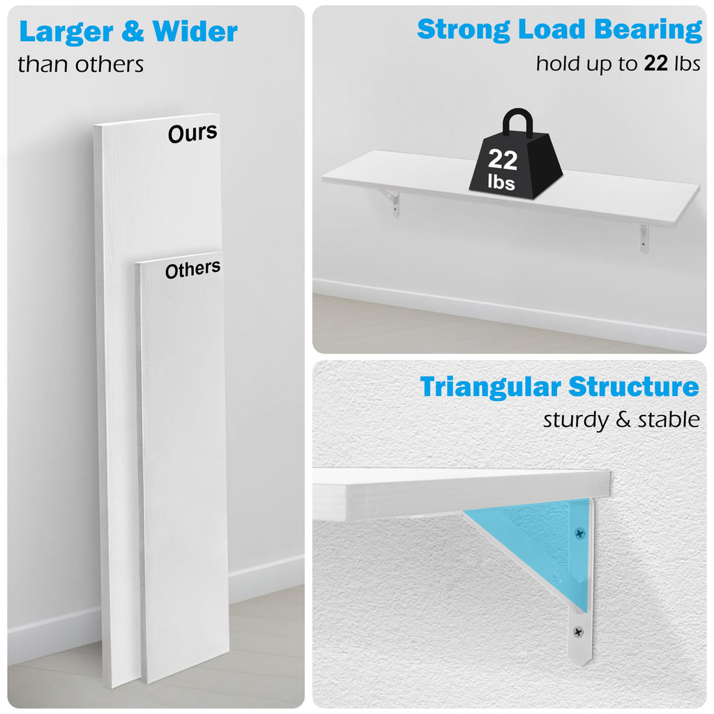 RedCall Floating Shelves for Wall,31.5 Inch Wall Mounted Shelves Set of 2,Long Board Shelves for Bedroom,Living Room, Bathroom & Kitchen Storage with Metal Brackets (Black)