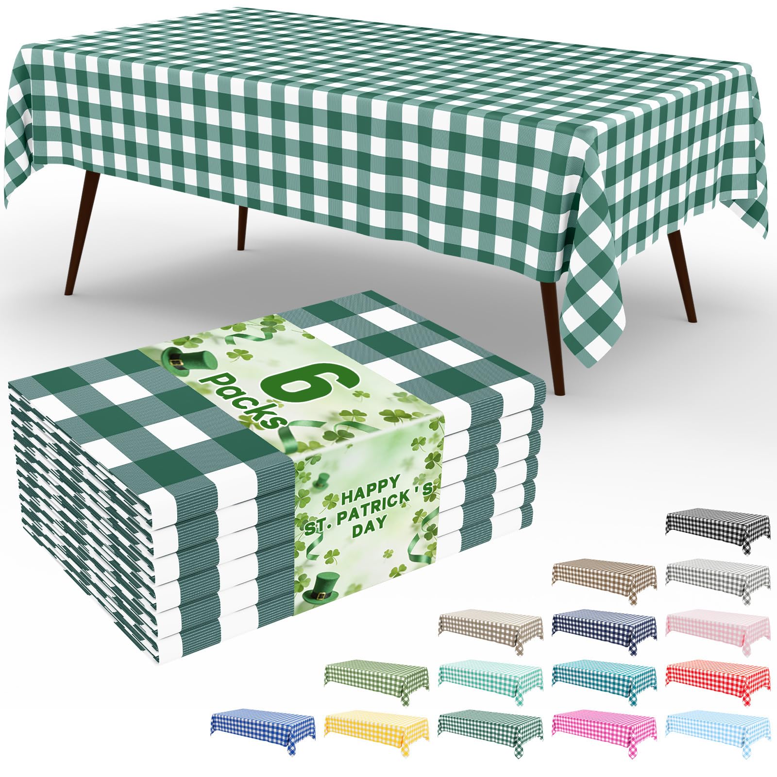 Smiry 3 Pack Red Gingham Disposable Tablecloths - 54" x 108" Heavy Duty Plastic Table Cloth, Waterproof Buffalo Plaid Table Covers for Picnic, Banquets, Outdoor Parties