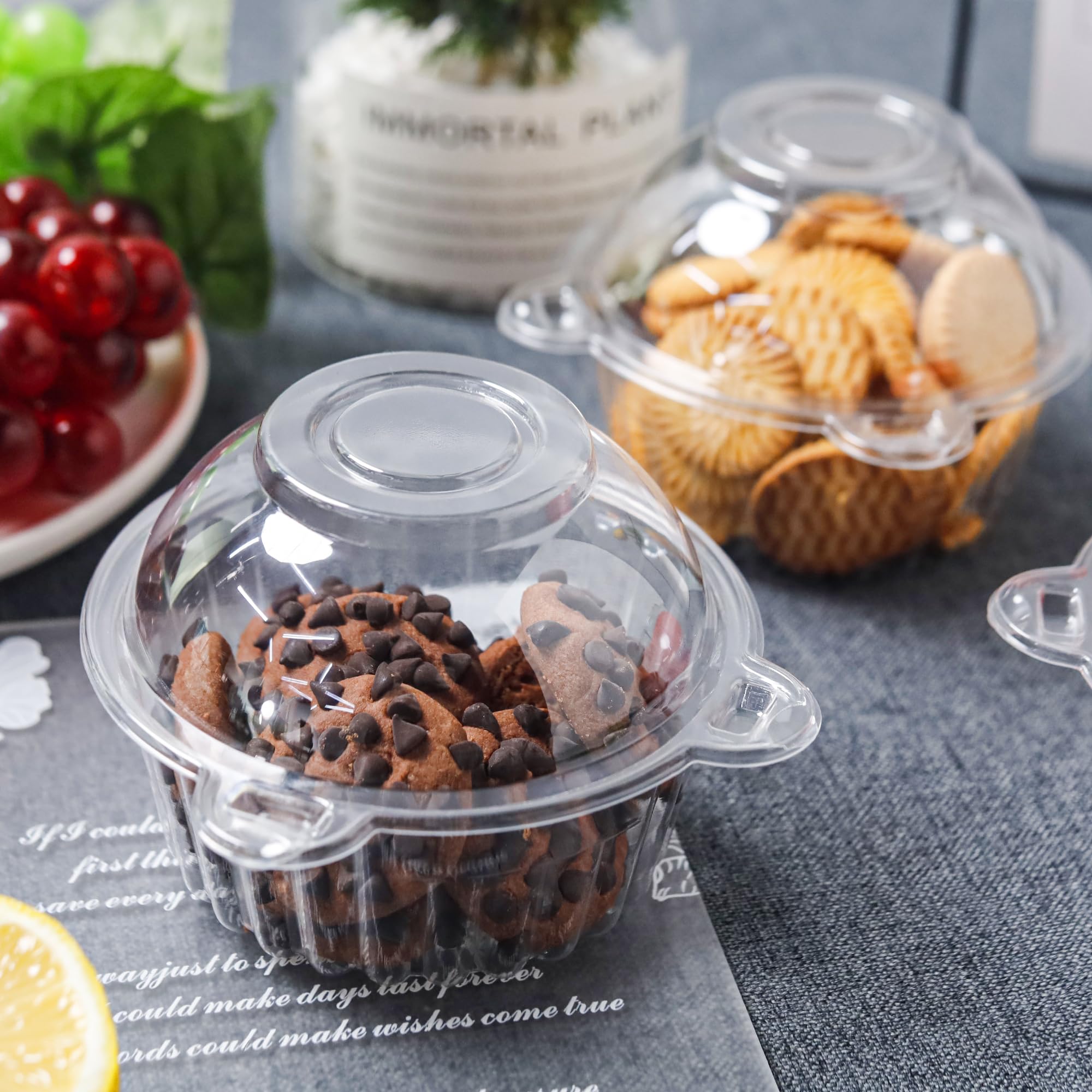 50 Pack Individual Cupcake Containers Plastic Cupcake Holders Deep Dome Muffin Containers