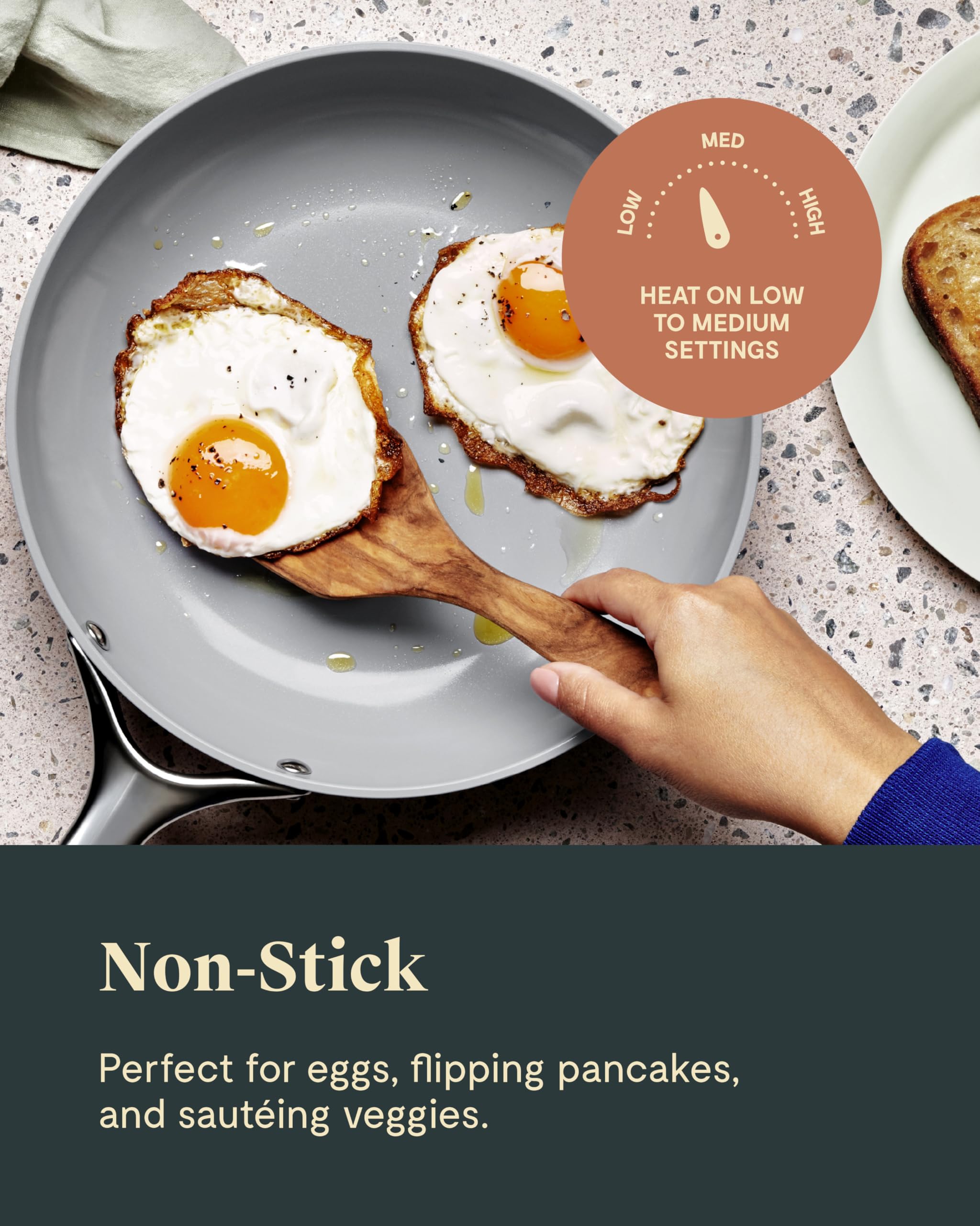 Caraway Nonstick Ceramic Frying Pan With Glass Lid (2.7 qt, 10.5") - Non Toxic, PTFE & PFOA Free - Oven Safe & Compatible with All Stovetops (Gas, Electric & Induction) - Cream