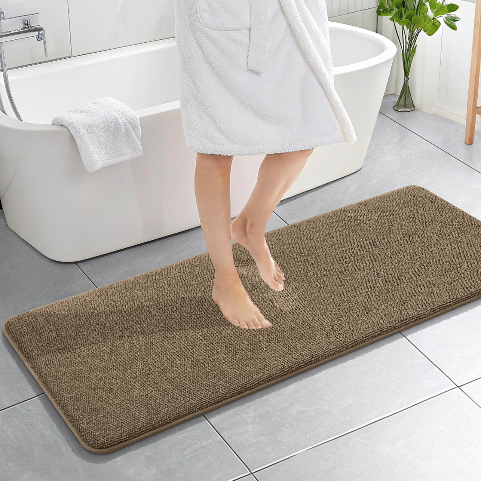 OLANLY Thick Memory Foam Bath Mat Rug 30x20, Extra Soft Absorbent Bathroom Rugs, Quick Dry Bath Mats, Non-Slip, Machine Washable Carpet for Bathroom, Tub and Shower, Home Decor Accessories, Grey