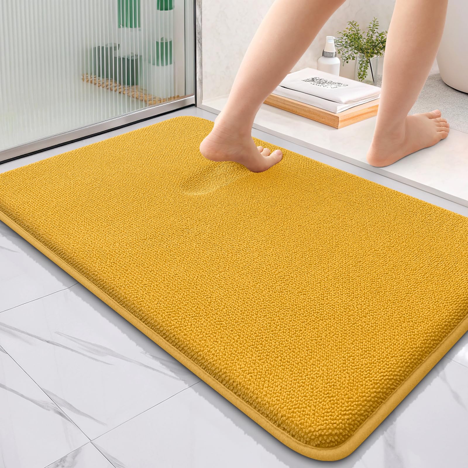 OLANLY Thick Memory Foam Bath Mat Rug 30x20, Extra Soft Absorbent Bathroom Rugs, Quick Dry Bath Mats, Non-Slip, Machine Washable Carpet for Bathroom, Tub and Shower, Home Decor Accessories, Grey