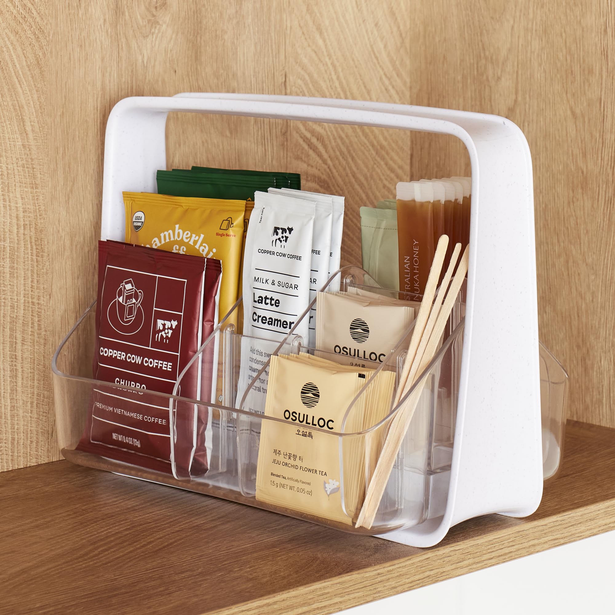 YouCopia SipStation Hydration Caddy, Hydration Packet Storage, Adjustable Electrolyte Powder Organizer, Speckled White