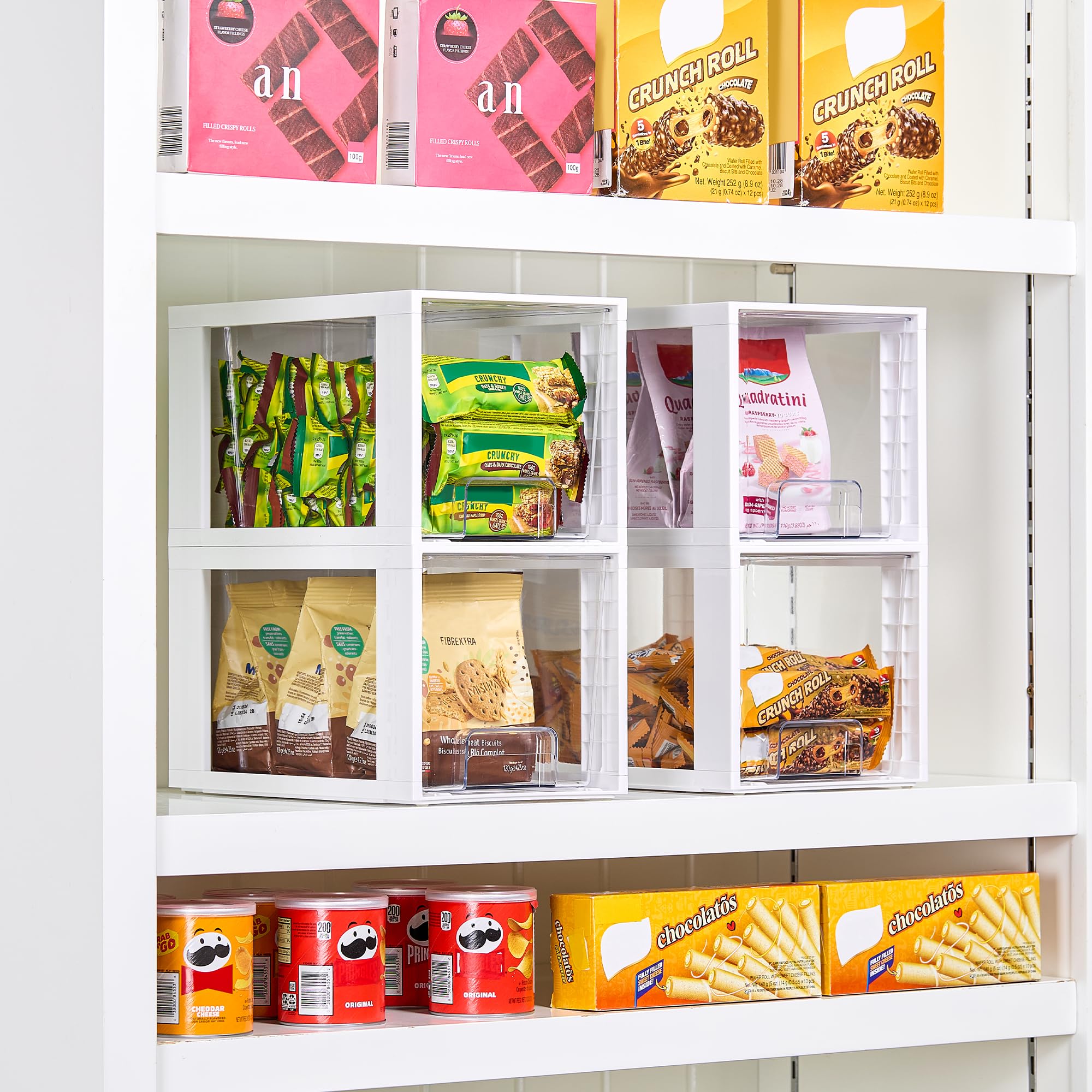 Vtopmart 4 Pack Large Stackable Storage Drawers,Easily Assemble Acrylic Bathroom Closet Undersink Organizers and Storage,Plastic Bins for Kitchen Cabinets,Pantry,Makeup,Medicine Organization
