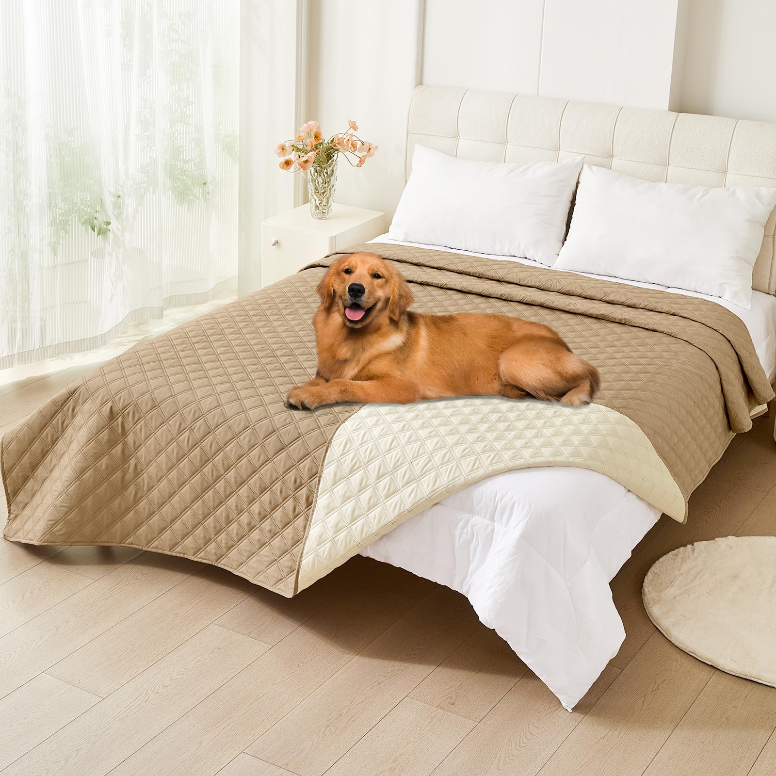 Smiry Waterproof Couch Covers for Dogs Washable, Reversible Pet Couch Covers for 3 Cushion Sofa Pet Friendly, Soft Sofa Furniture Protector for Dogs Cat Kids, Checkered (30"x70", Grey/Dark Grey)