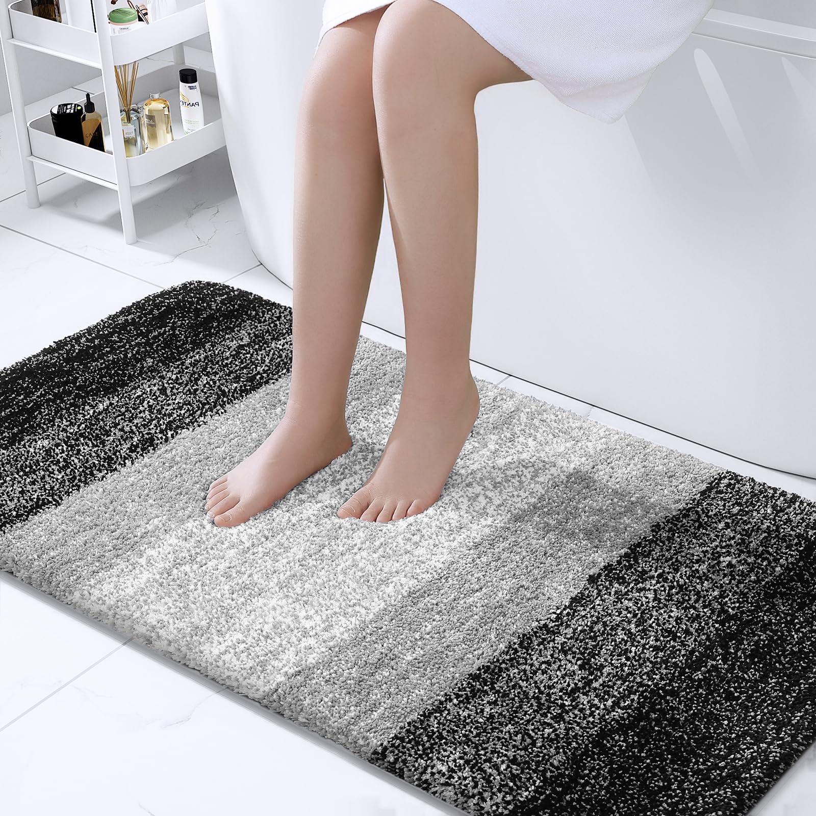 OLANLY Bathroom Rugs Mat 30x20, Extra Soft Absorbent Microfiber Bath Rugs, Rubber Backing, Quick Dry, Machine Washable Bath Mats for Bathroom Floor, Tub and Shower, Home Decor Accessories, Grey