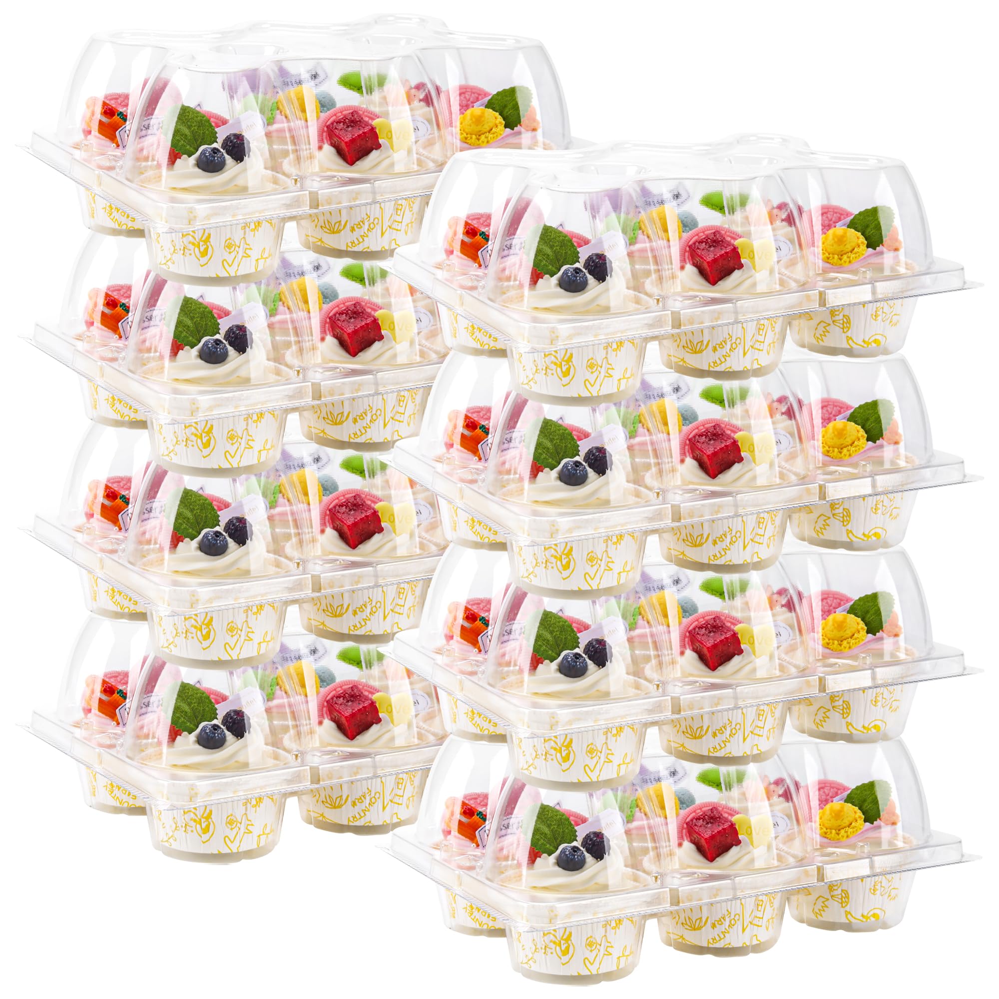 6 Count Cupcake Containers 30 Pack Cupcake Holders Clear Plastic Stackable Cupcake Boxes with Detachable Tall Dome Lids for 180 Cupcakes, BPA Free, Standard Size