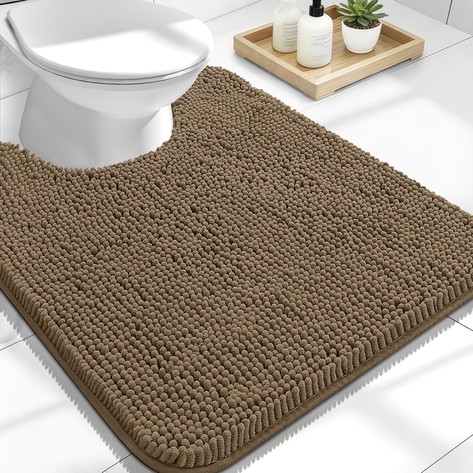OLANLY Bathroom Rugs 30x20, Extra Soft Absorbent Chenille Bath Rugs, Rubber Backing Quick Dry, Machine Washable Bath Mats for Bathroom Floor, Tub and Shower, Home Decor Accessories, Grey