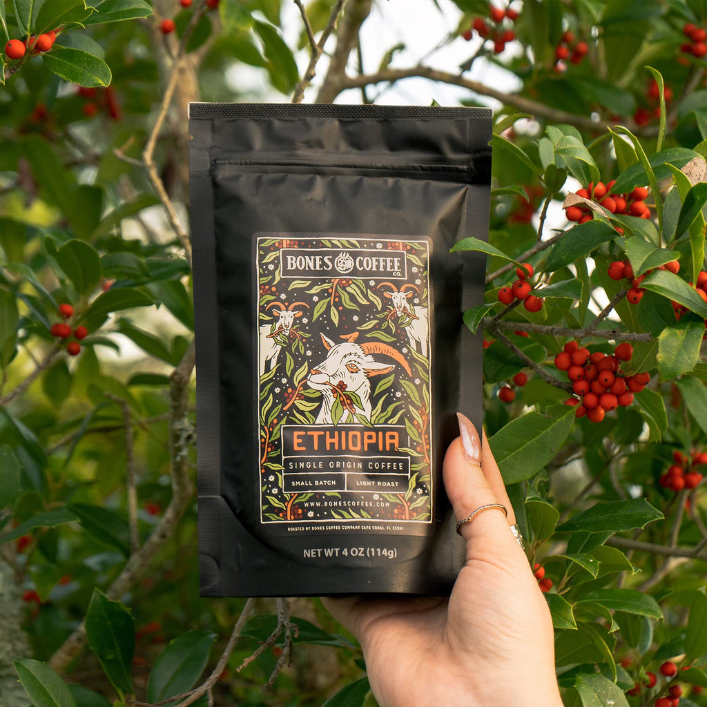 Bones Coffee Company NEW Favorite Flavors Sample Pack, Assorted Flavored Coffee Low Acid Medium Roast Arabica Beans Specialty Coffee Gifts, Auto Drip and French Press Compatible, 4 oz Pack of 5 Ground