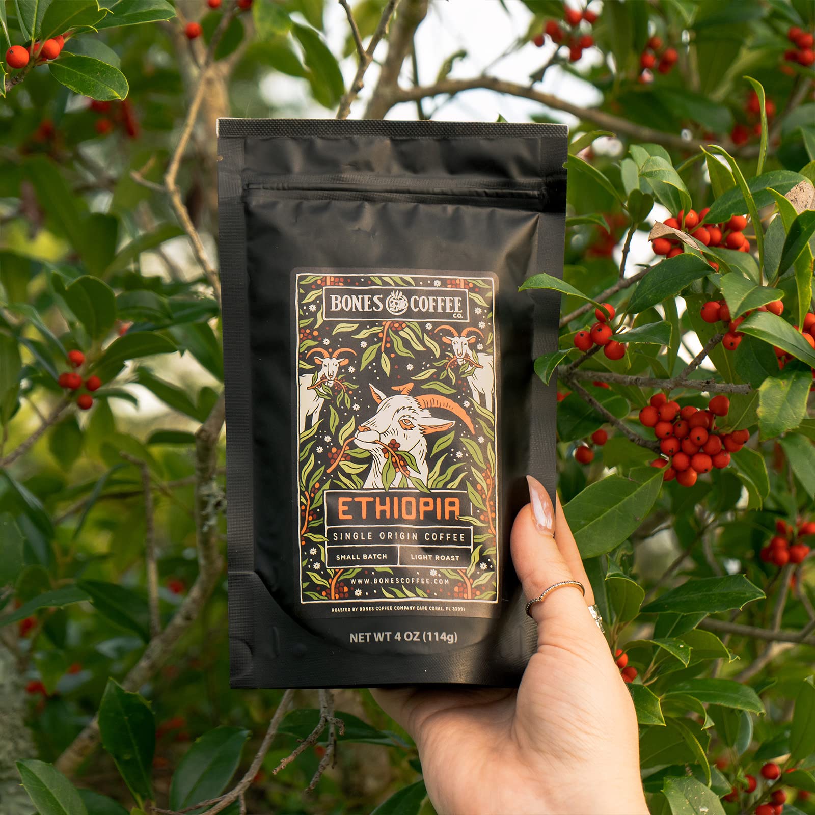Bones Coffee Company NEW Favorite Flavors Sample Pack, Assorted Flavored Coffee Low Acid Medium Roast Arabica Beans Specialty Coffee Gifts, Auto Drip and French Press Compatible, 4 oz Pack of 5 Ground