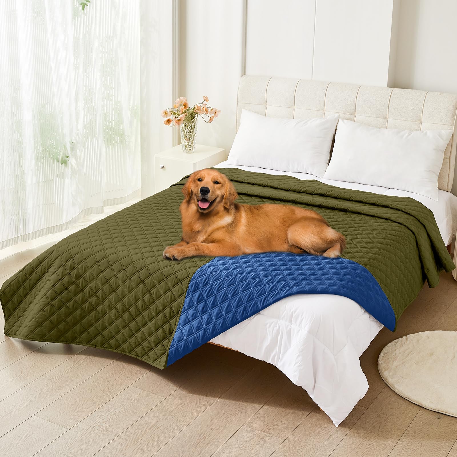 Smiry Waterproof Couch Covers for Dogs Washable, Reversible Pet Couch Covers for 3 Cushion Sofa Pet Friendly, Soft Sofa Furniture Protector for Dogs Cat Kids, Checkered (30"x70", Grey/Dark Grey)