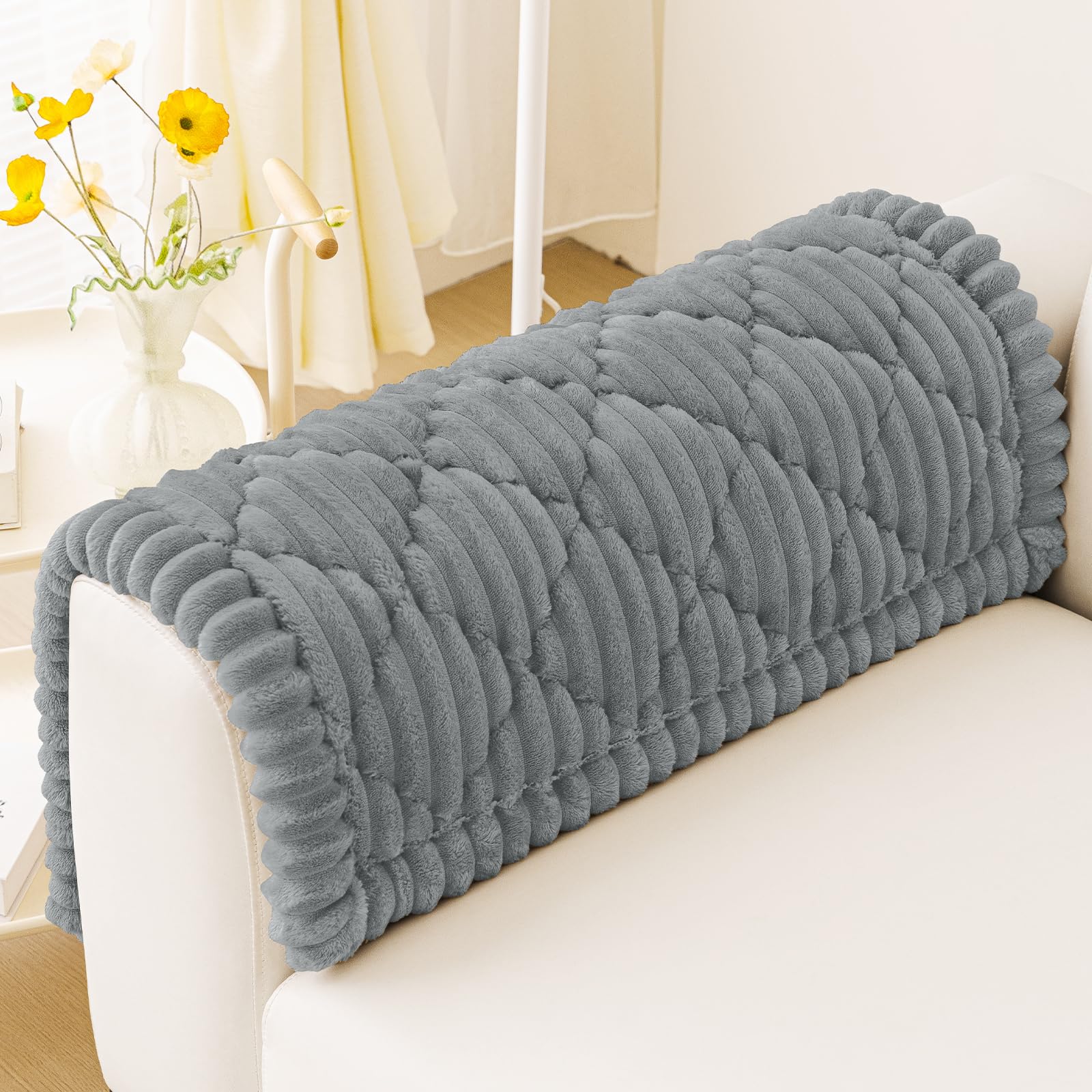 Smiry Pet Couch Cover for Dogs Washable, Non-Slip Fuzzy Couch Covers for 3 Cushion Sofa Pet Friendly, Soft Thick Furniture Protector Sofa Slipcover Mat for Dogs (Camel, 27.6" x 59")