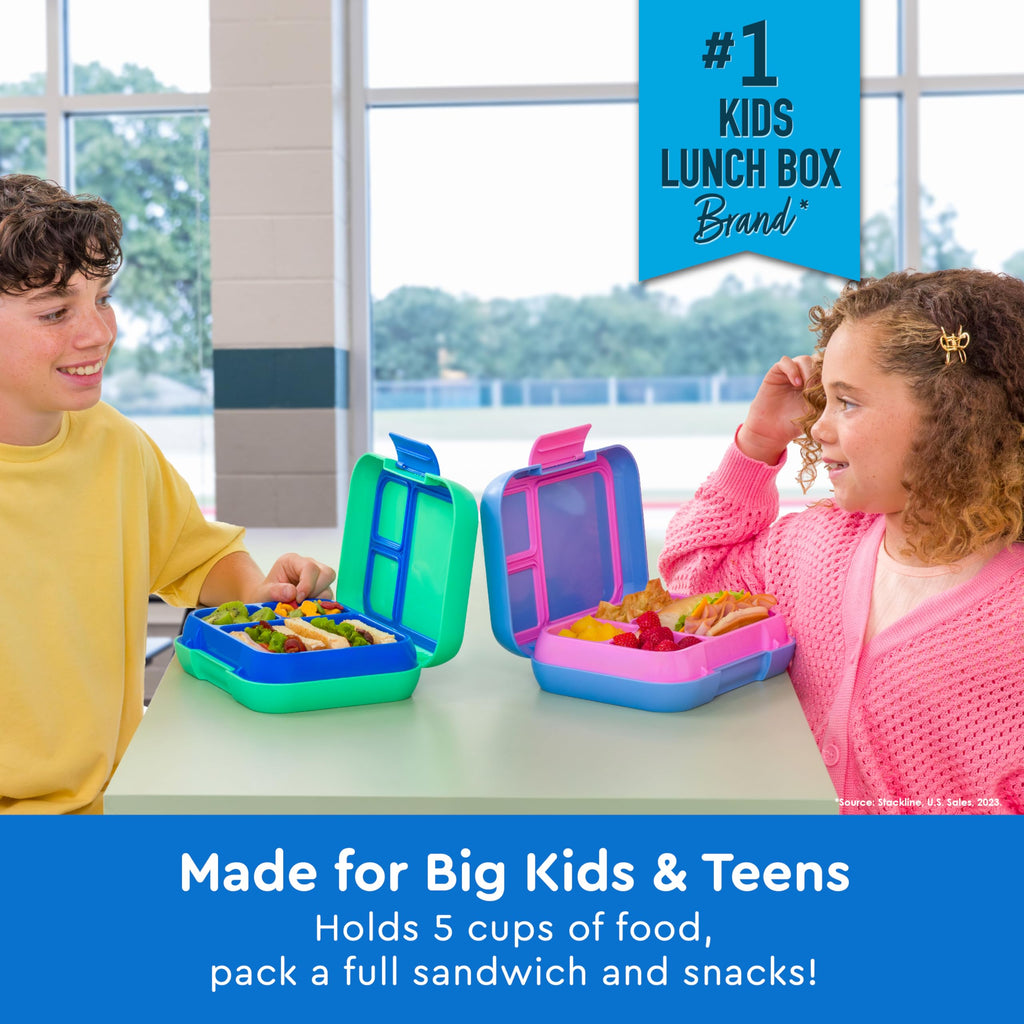Bentgo Pop - Leak-Proof Lunch Box & Removable Divider for Ages 8+ & Teens - Lunch Container Holds 5 Cups of Food; 3-4 Compartments; Microwave/Dishwasher Safe; 2 Year Warranty (Navy Blue/Chartreuse)