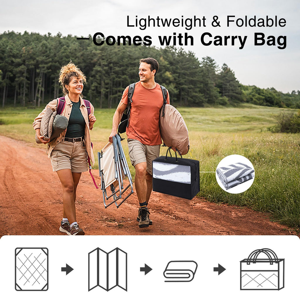 OLANLY Waterproof Outdoor Rug 5x8 ft, Reversible Outdoor Plastic Straw Rug with Leaf Pattern, RV Mat, Indoor Outdoor Carpet for Patio, Camping, Balcony, Deck, Backyard, Grey & White