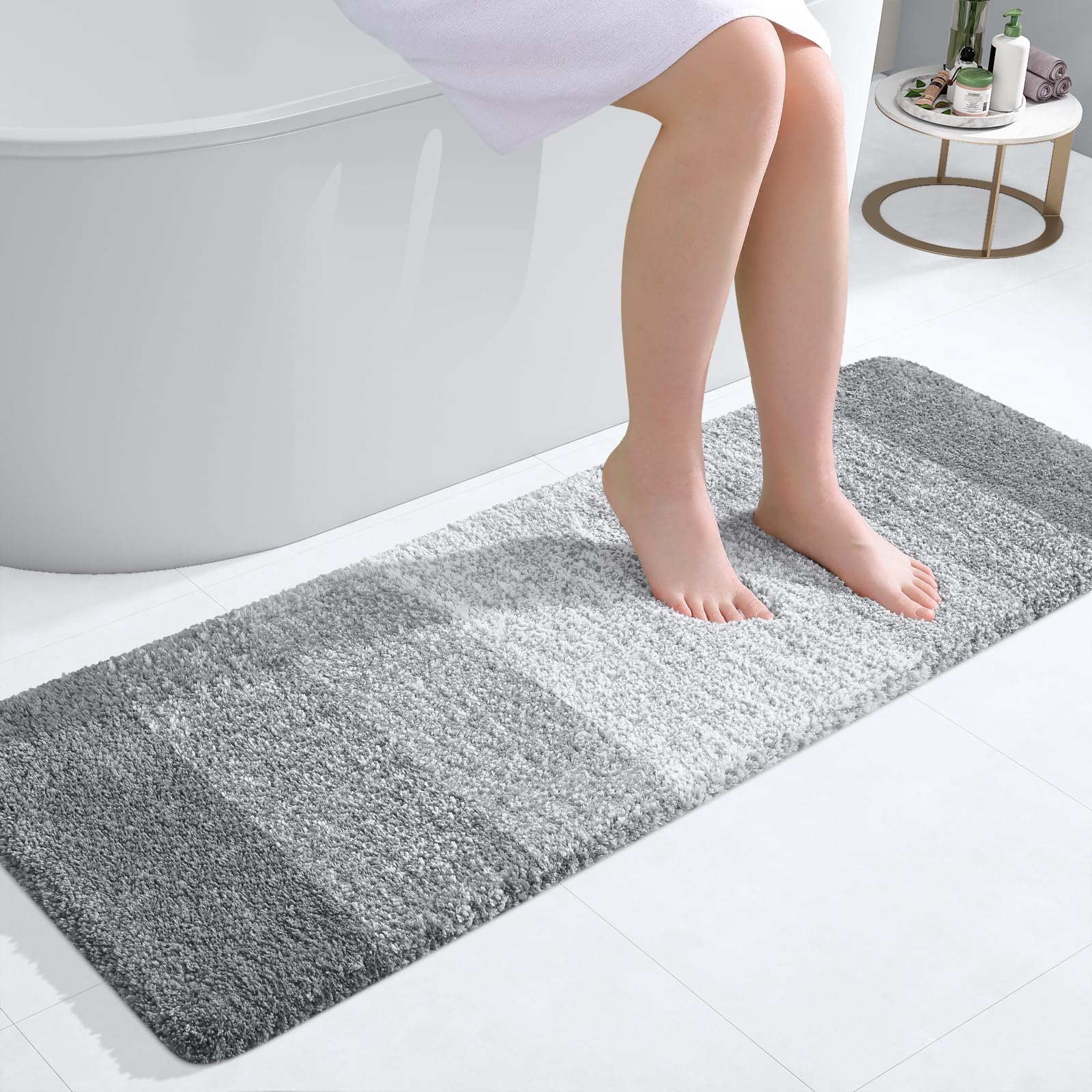 OLANLY Bathroom Rugs Mat 30x20, Extra Soft Absorbent Microfiber Bath Rugs, Rubber Backing, Quick Dry, Machine Washable Bath Mats for Bathroom Floor, Tub and Shower, Home Decor Accessories, Grey