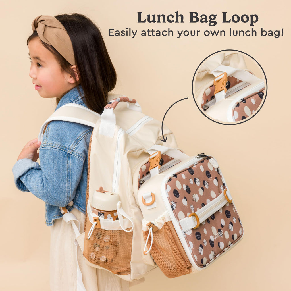 Bentgo Kids Backpack - Lightweight 14” Backpack in Fun Prints for School, Travel, & Daycare, Ideal for Ages 4+, Roomy Interior, Durable & Water-Resistant Fabric, & Loop for Lunch Bag (Trucks)
