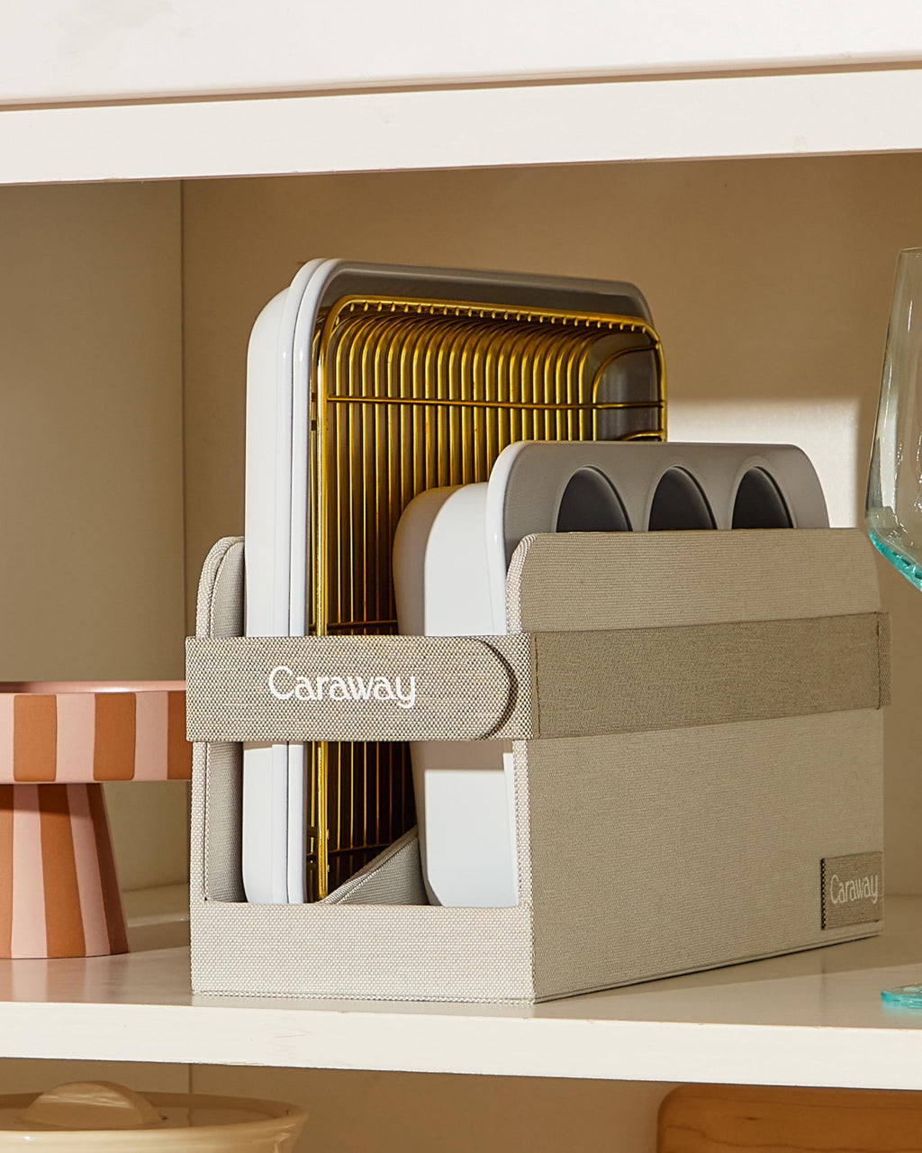 Caraway Mini Bakeware Set – Naturally Non-Stick, Non-Toxic Ceramic Coating – Compact Baking Pans Set for Small Kitchens & Ovens – Includes Baking Sheets, Muffin Pan, Cooling Rack & Storage - Cream