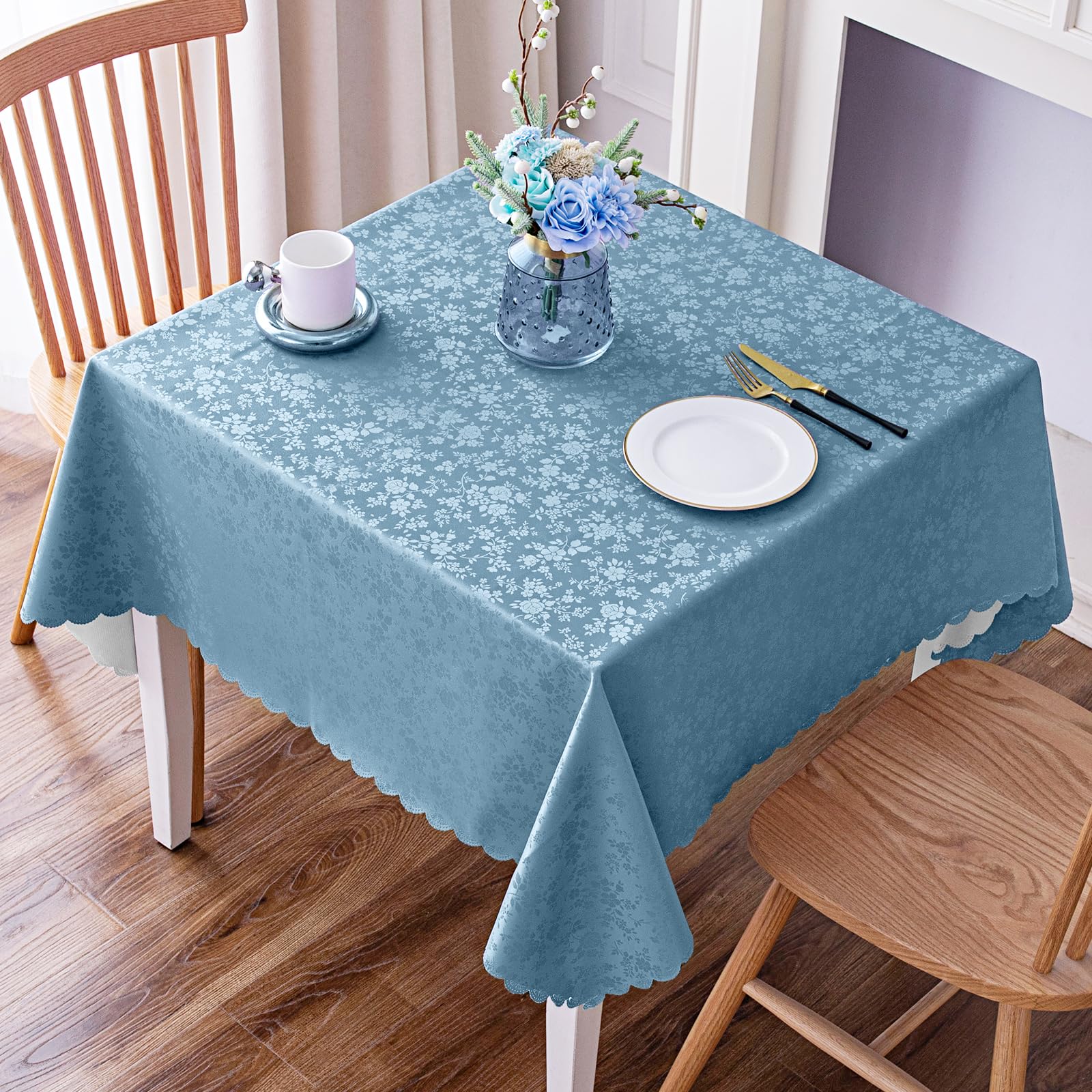 Smiry Rectangle Table Cloth, Waterproof Heavy Duty Vinyl Tablecloths, Wipeable Washable Table Cover for Kitchen and Dining Room (Beige, 60" X 84")